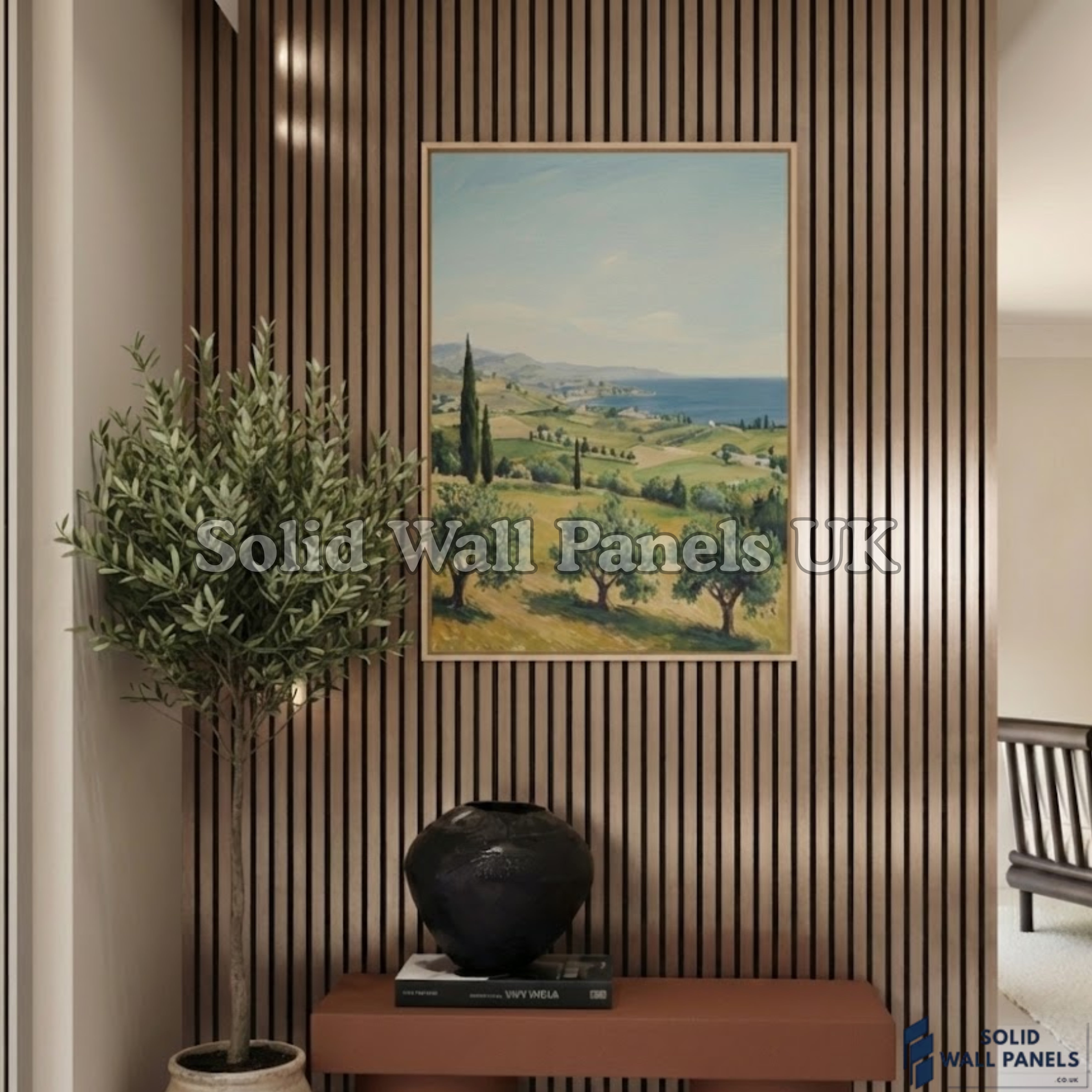 Brushed Metallic Bronze Acoustic Slatted Wall Panel – 240×60 cm | Solid Wall Panels UK