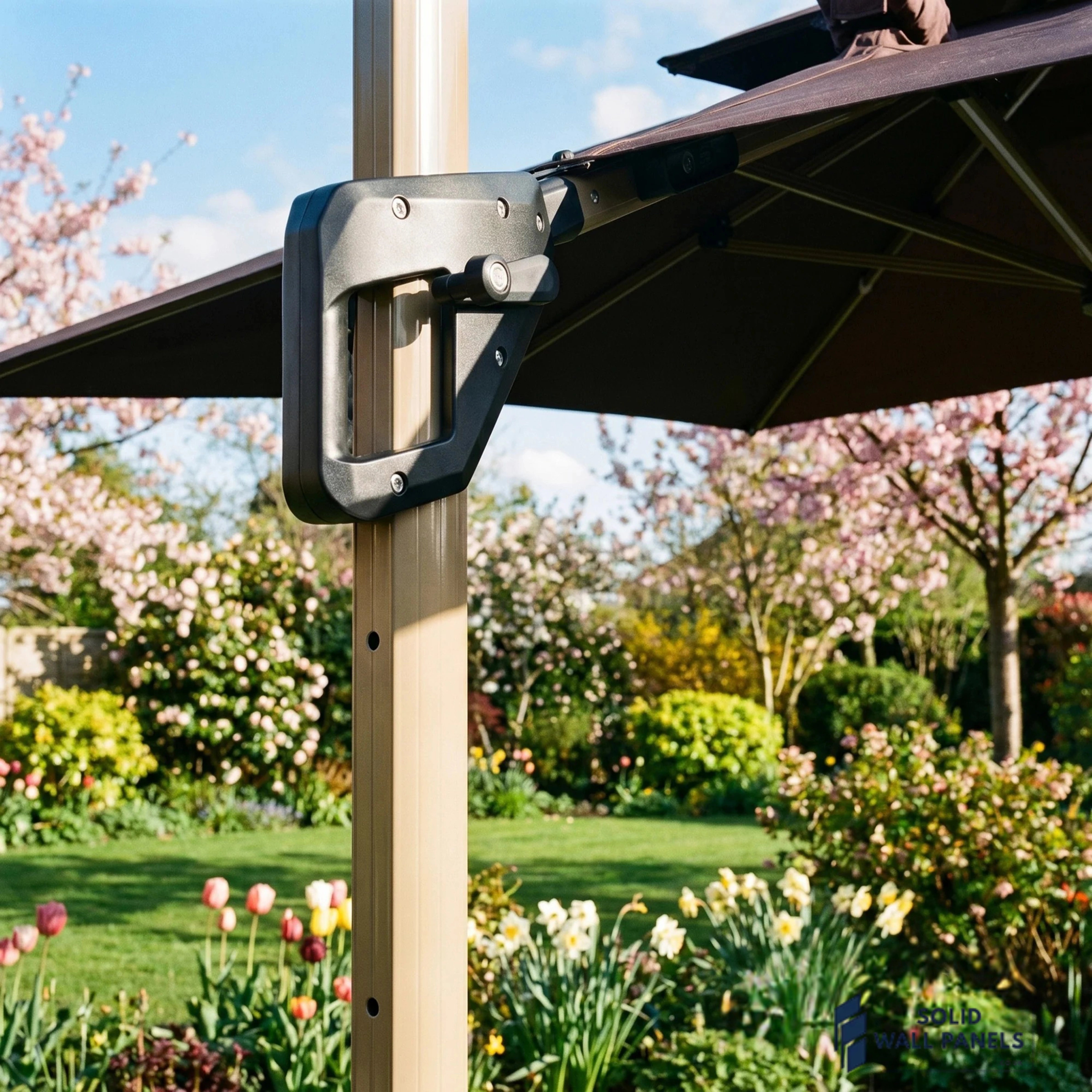 Camber 3m Square Cantilever Parasol with Solar LED Lights – Garden Umbrella