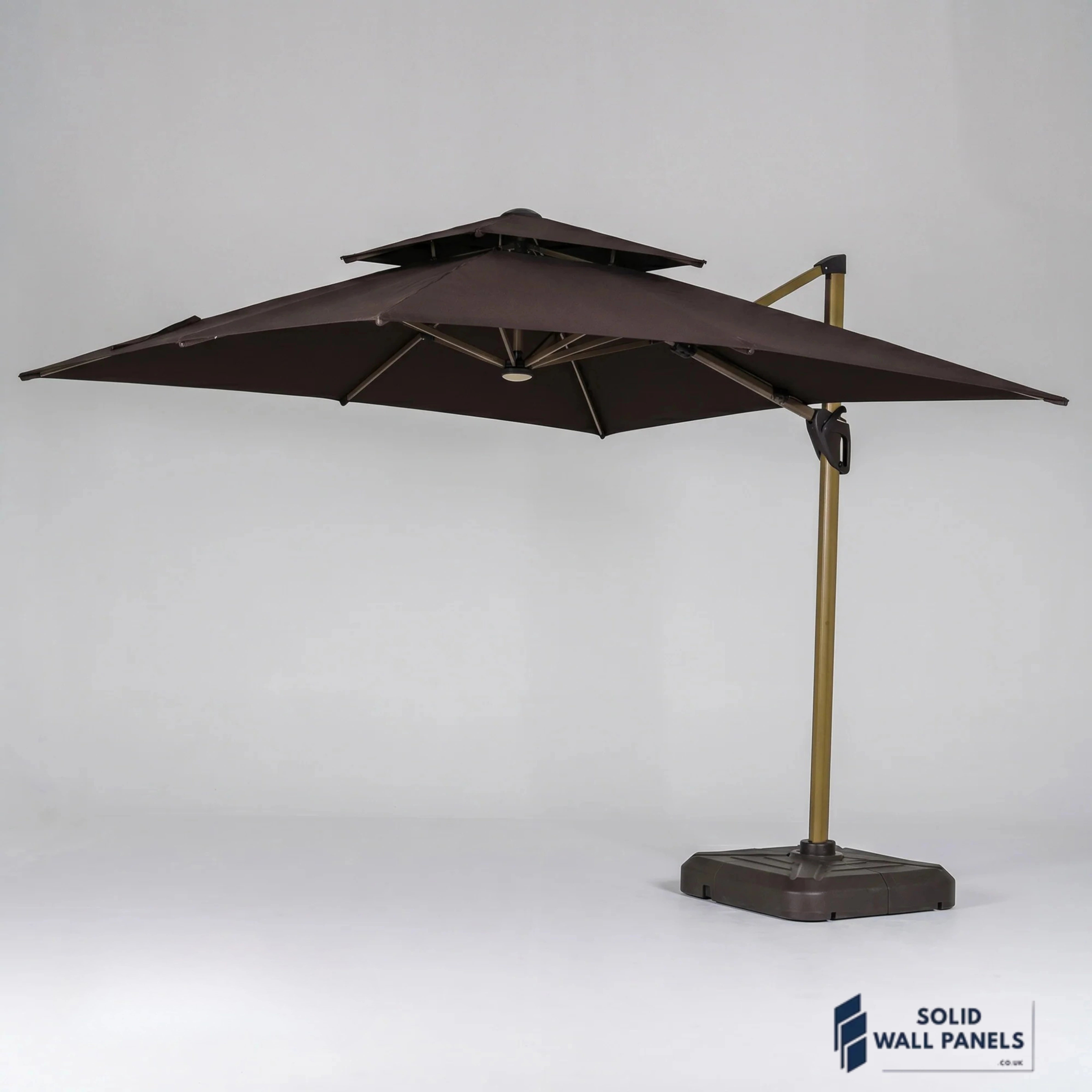 Camber 3m Square Cantilever Parasol with Solar LED Lights – Garden Umbrella