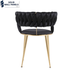 Camelia Curved Velvet Backrest Dining Chair – Luxury Velvet & Metal 