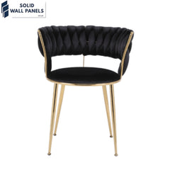 Camelia Curved Velvet Backrest Dining Chair – Luxury Velvet & Metal 