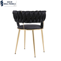 Camelia Curved Velvet Backrest Dining Chair – Luxury Velvet & Metal 
