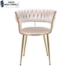 Camelia Curved Velvet Backrest Dining Chair – Luxury Velvet & Metal 