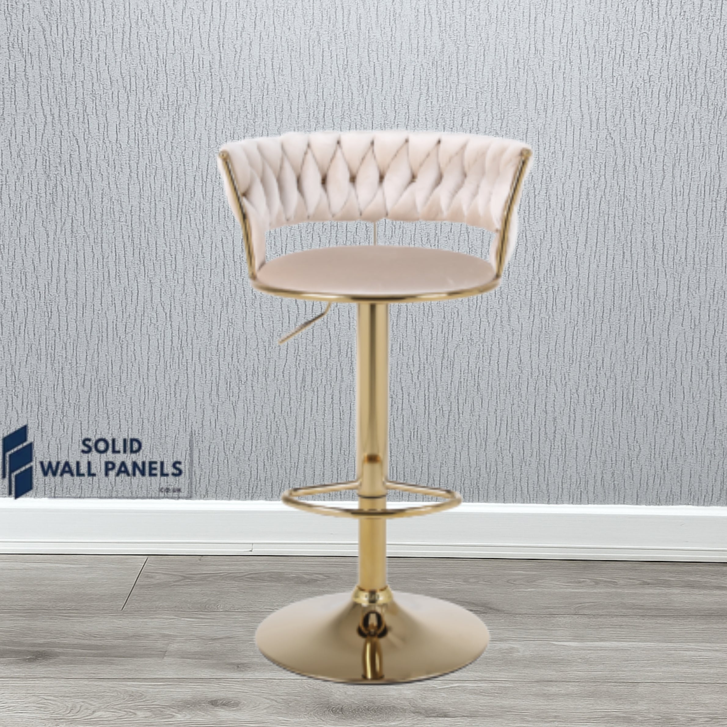 Camelia Breakfast Bar Stool – Premium Velvet with Gold Frame | Luxury Modern Set of 2