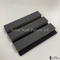 Real Wood Acoustic Slatted Wall Panels –  Charcoal Black (60×240 cm) | Solid Wall Panels UK