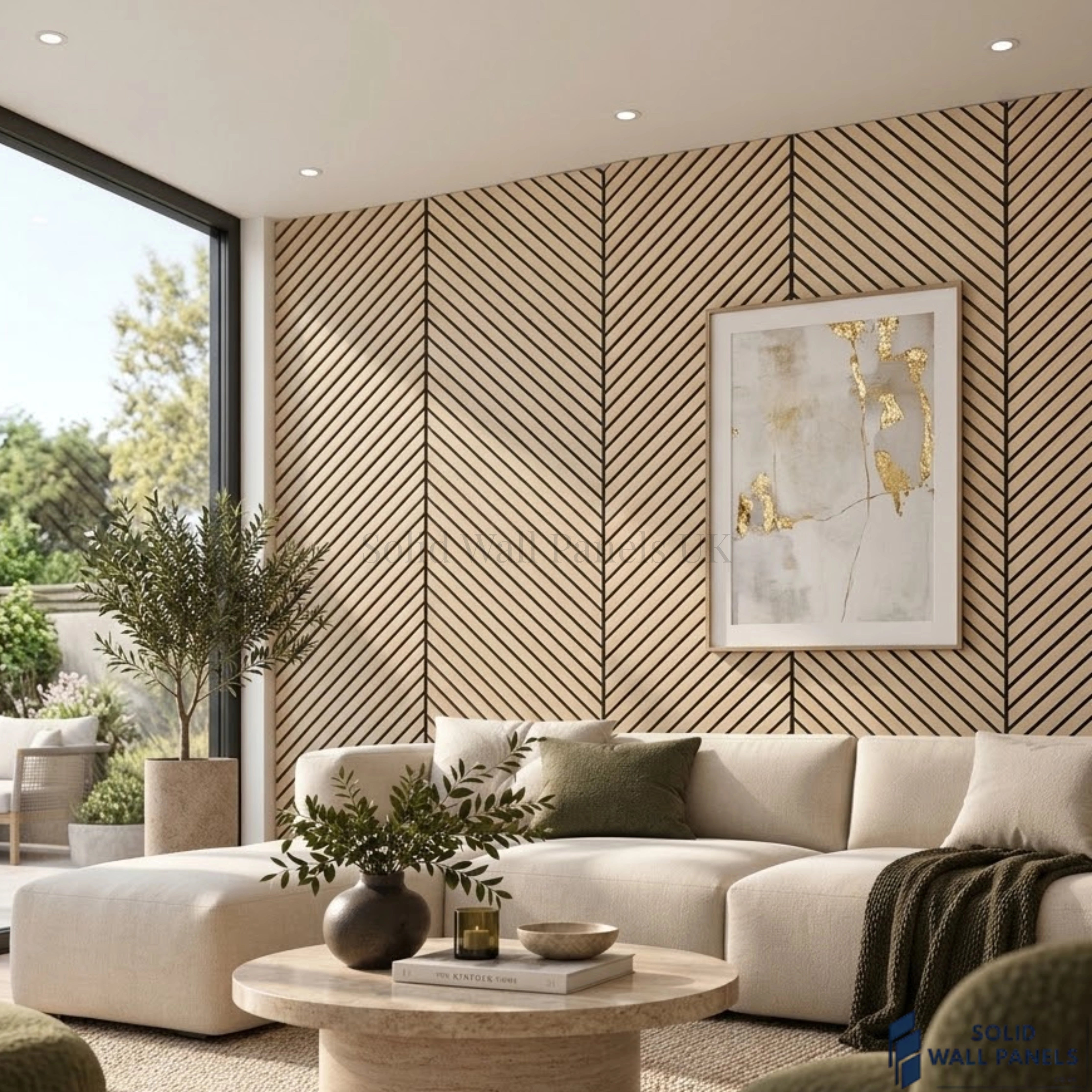 Chevron Oak Acoustic Slat Wall Panel – Herringbone Style | 240 × 60 cm