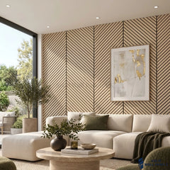 Chevron Oak Acoustic Slat Wall Panel – Herringbone Style | 240 × 60 cm