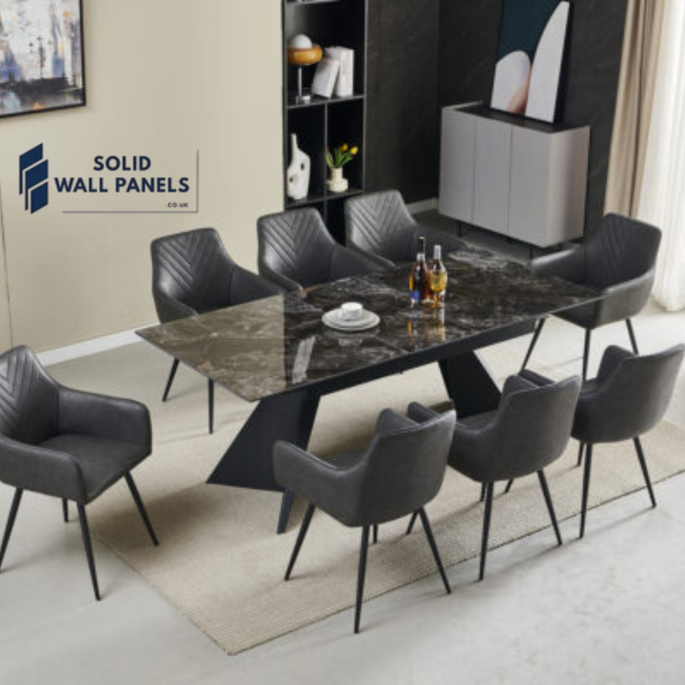Chicago Extending Ceramic Dining Table – Available in Cream & Gold, Black & Gold