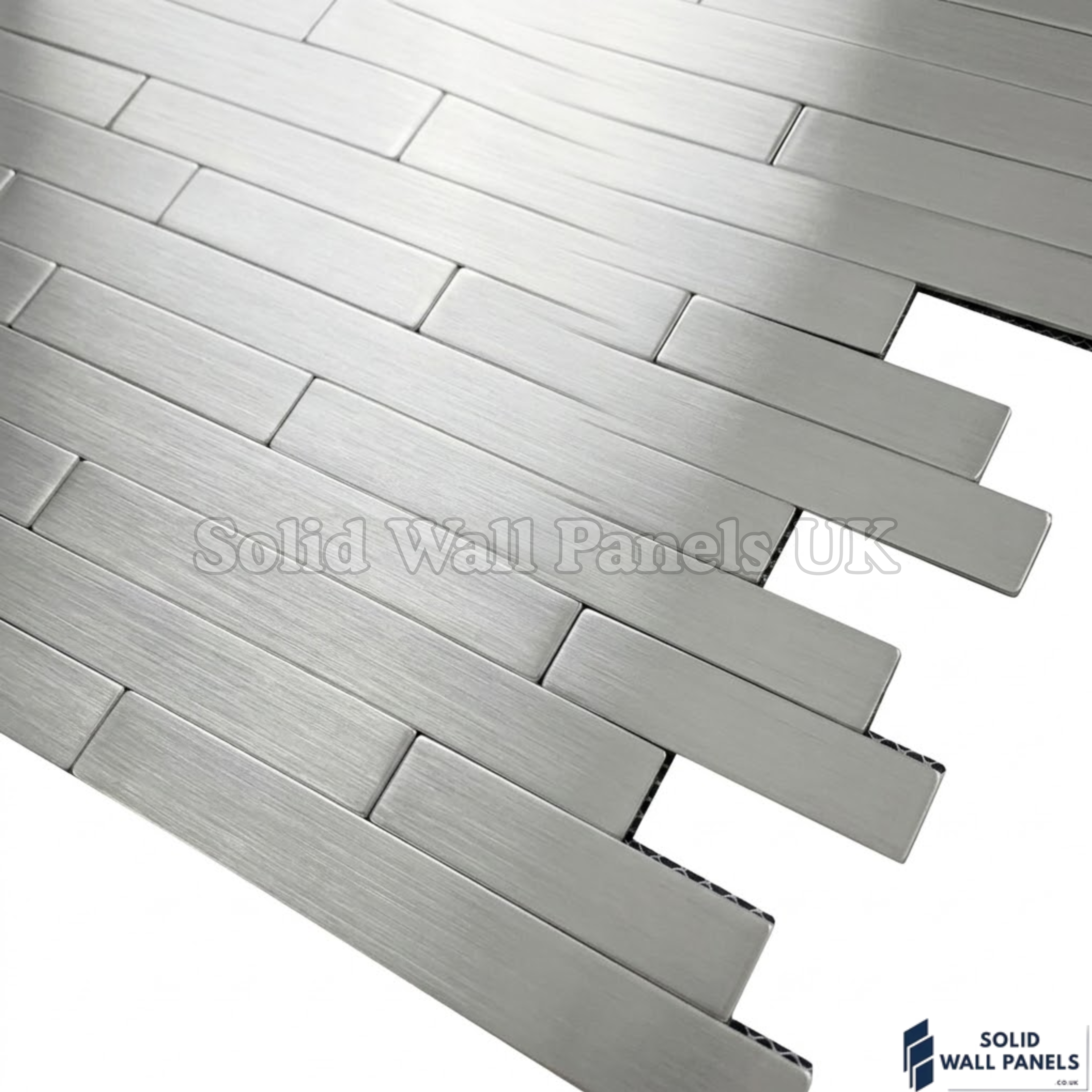 Chrome Brick Mosaic Wall Tiles 30cm x 30cm (10 Pieces) – Self Adhesive Mosaic Wall Tiles