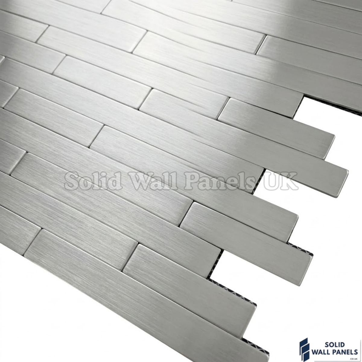 Chrome Brick Mosaic Wall Tiles 30cm x 30cm (10 Pieces) – Self Adhesive Mosaic Wall Tiles