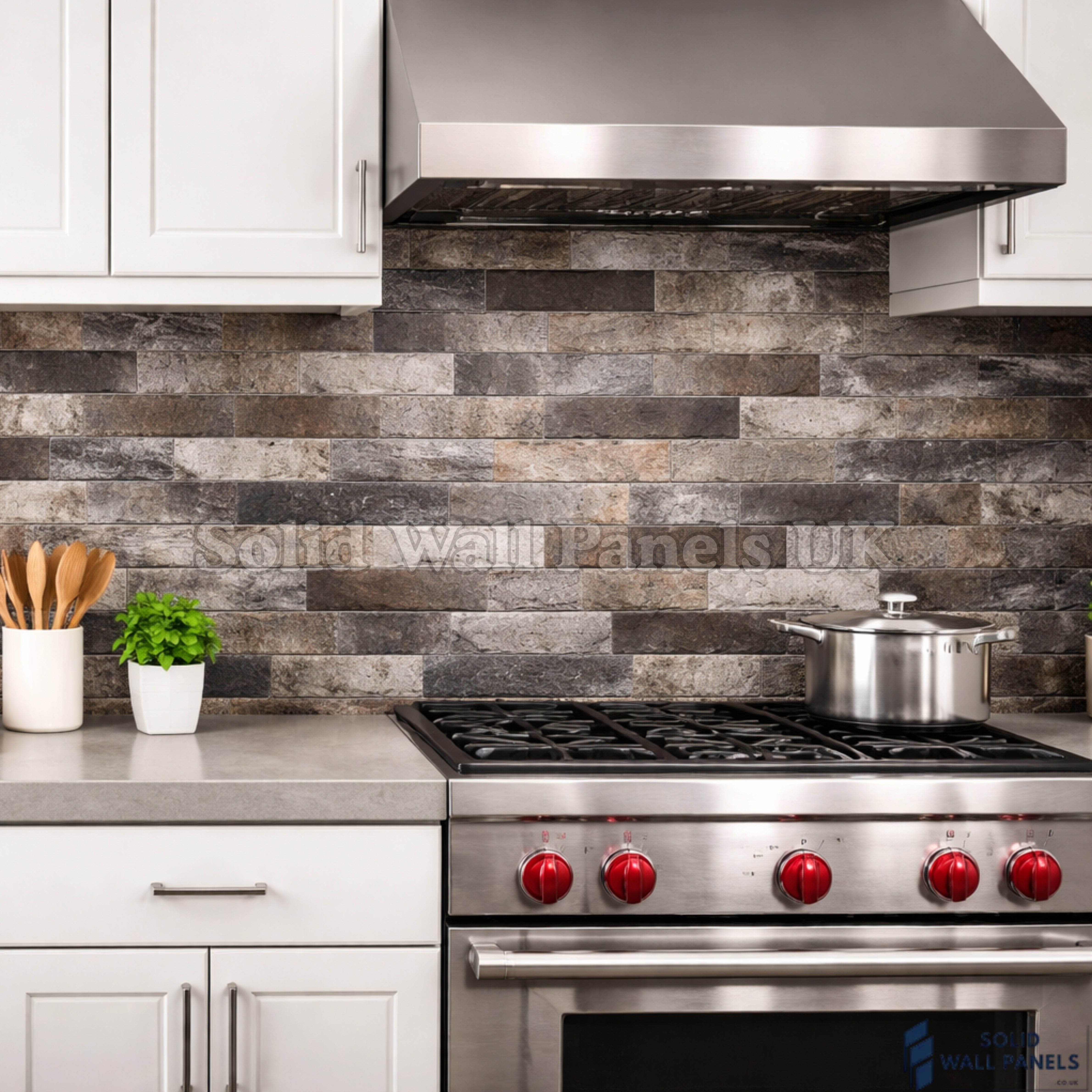 Chrome Washed Slate Mosaic Wall Tiles 30 x 30 cm (10 Pieces) – Self Adhesive Peel & Stick Tiles