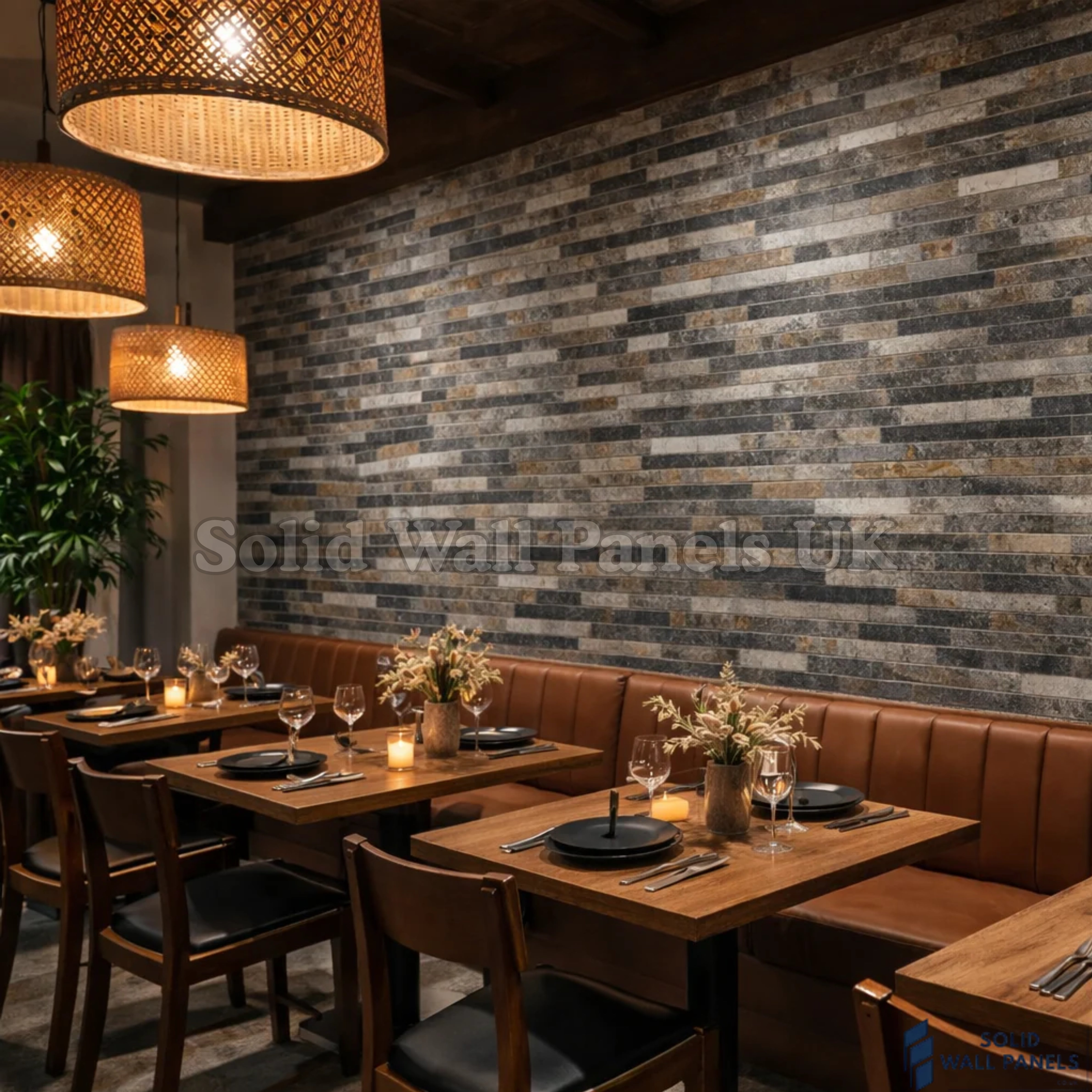 Chrome Washed Slate Mosaic Wall Tiles 30 x 30 cm (10 Pieces) – Self Adhesive Peel & Stick Tiles