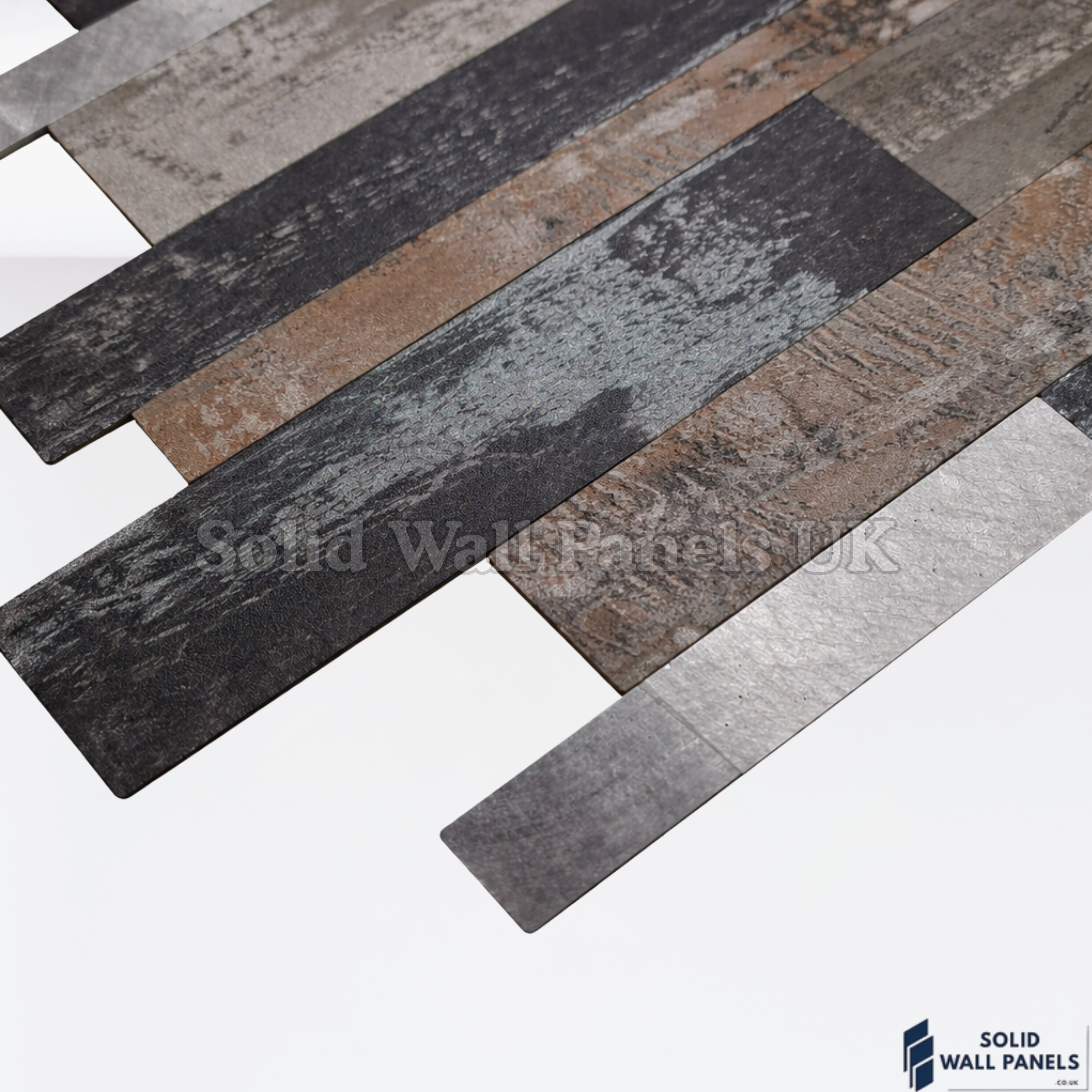 Chrome Washed Slate Mosaic Wall Tiles 30 x 30 cm (10 Pieces) – Self Adhesive Peel & Stick Tiles