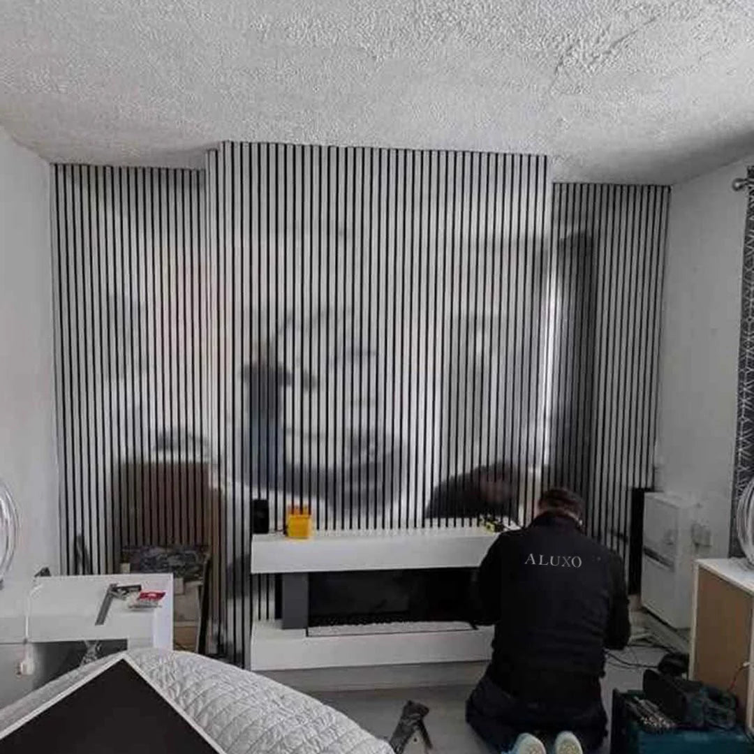 Acoustic Slatted Wall Panel – Chrome Metallic | Stylish, Durable & Soundproof | Fast UK Delivery