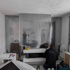 Acoustic Slatted Wall Panel – Chrome Metallic | Stylish, Durable & Soundproof | Fast UK Delivery