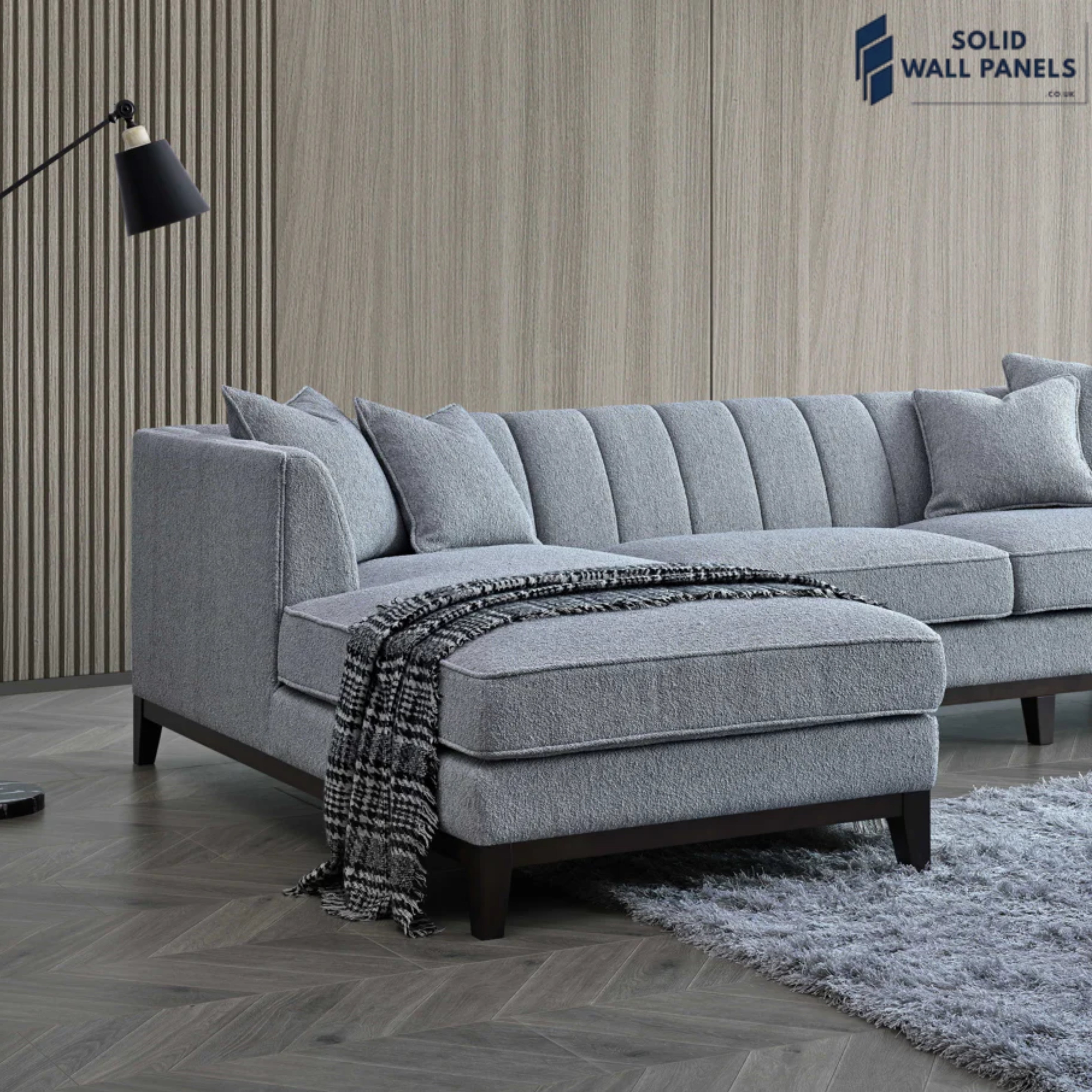 Cooper Left Hand Corner Sofa – Dolphin Bouclé Fabric | Mid-Century Modern Design