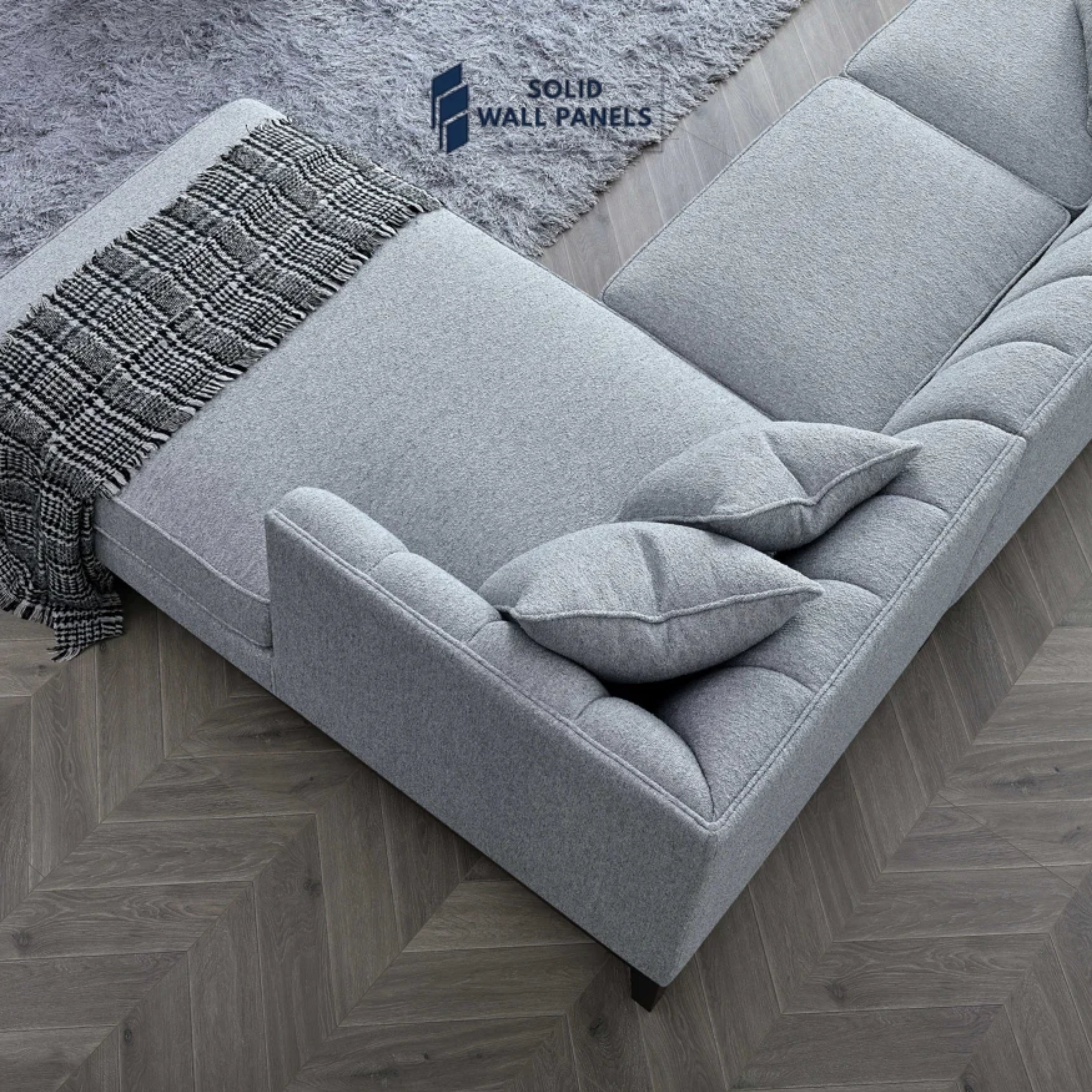 Cooper Right Hand Corner Sofa – Dolphin Bouclé Fabric | Mid-Century Modern Design