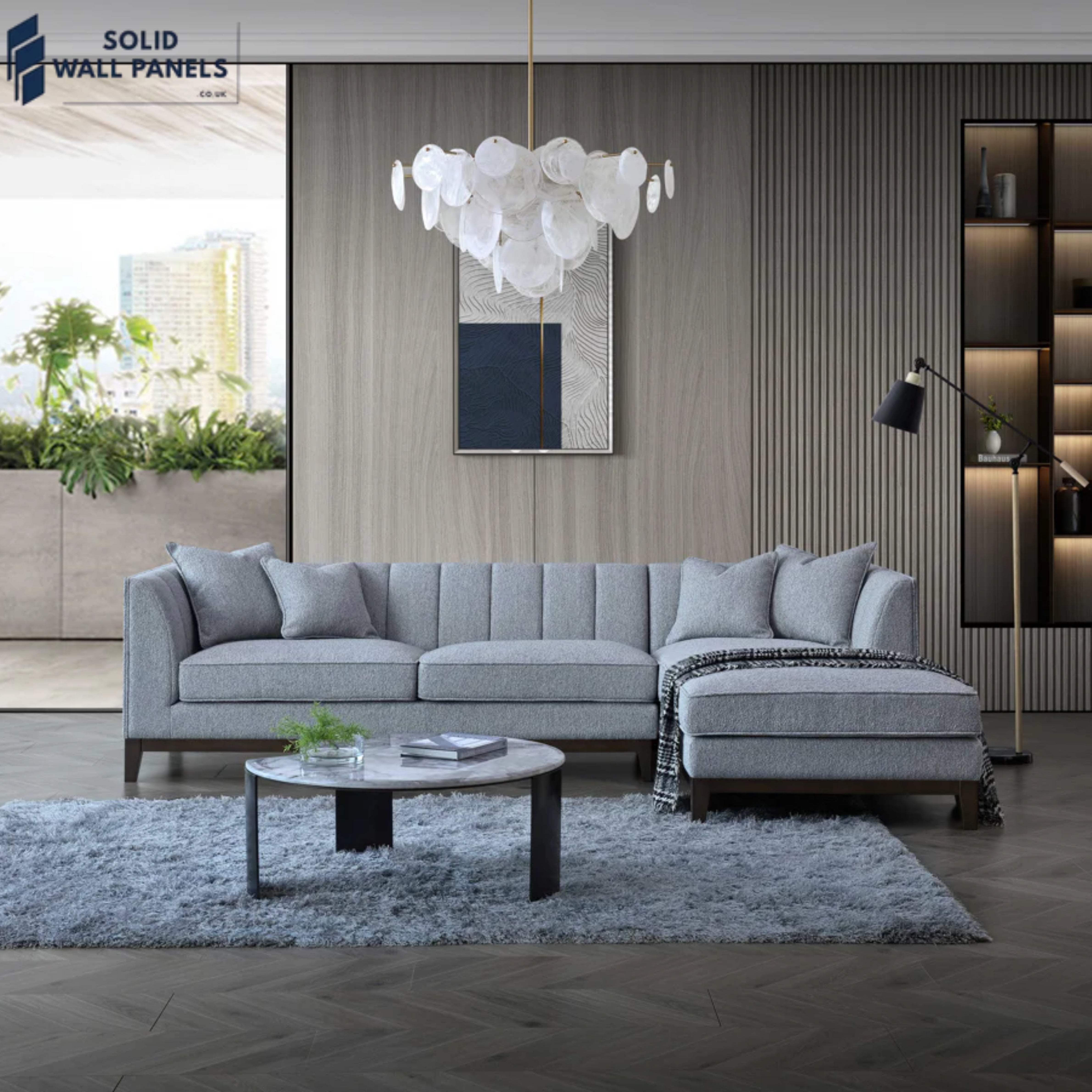 Cooper Right Hand Corner Sofa – Dolphin Bouclé Fabric | Mid-Century Modern Design