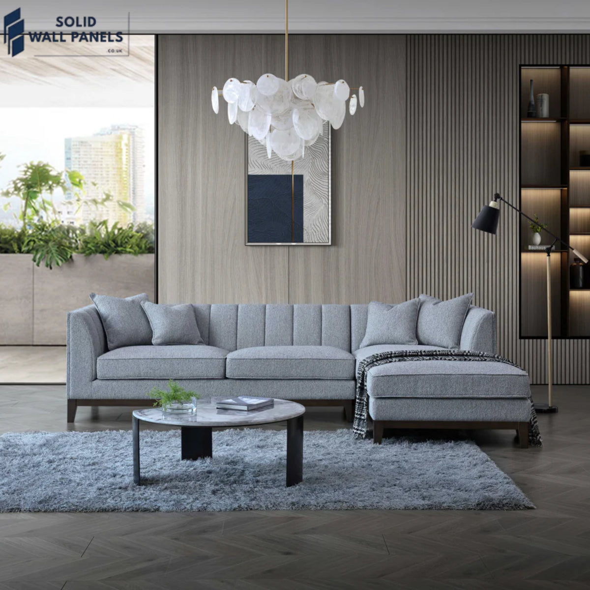 Cooper Right Hand Corner Sofa – Dolphin Bouclé Fabric | Mid-Century Modern Design