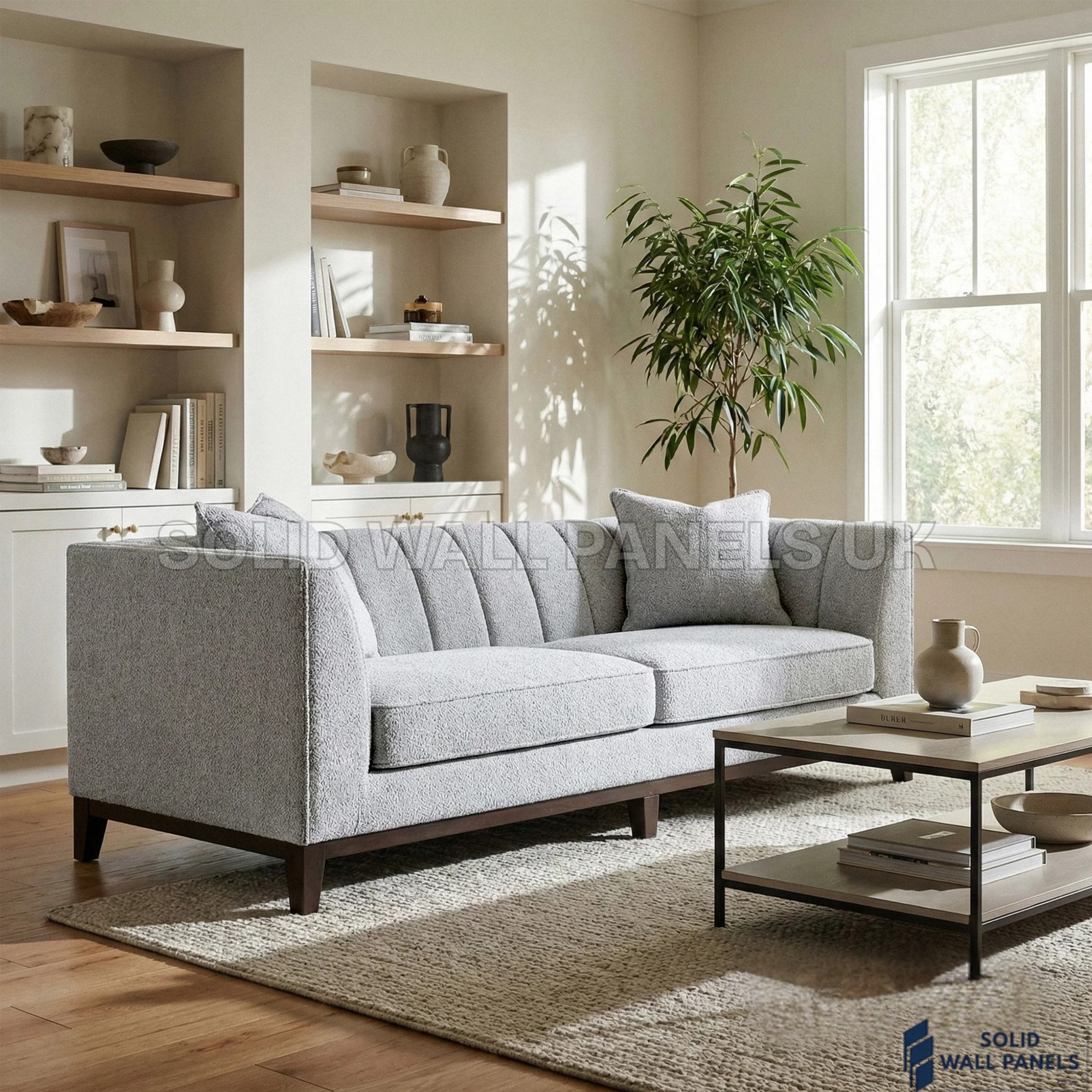 Cooper Bouclé 3 Seater Sofa – Dolphin Grey | Mid Century Modern Design
