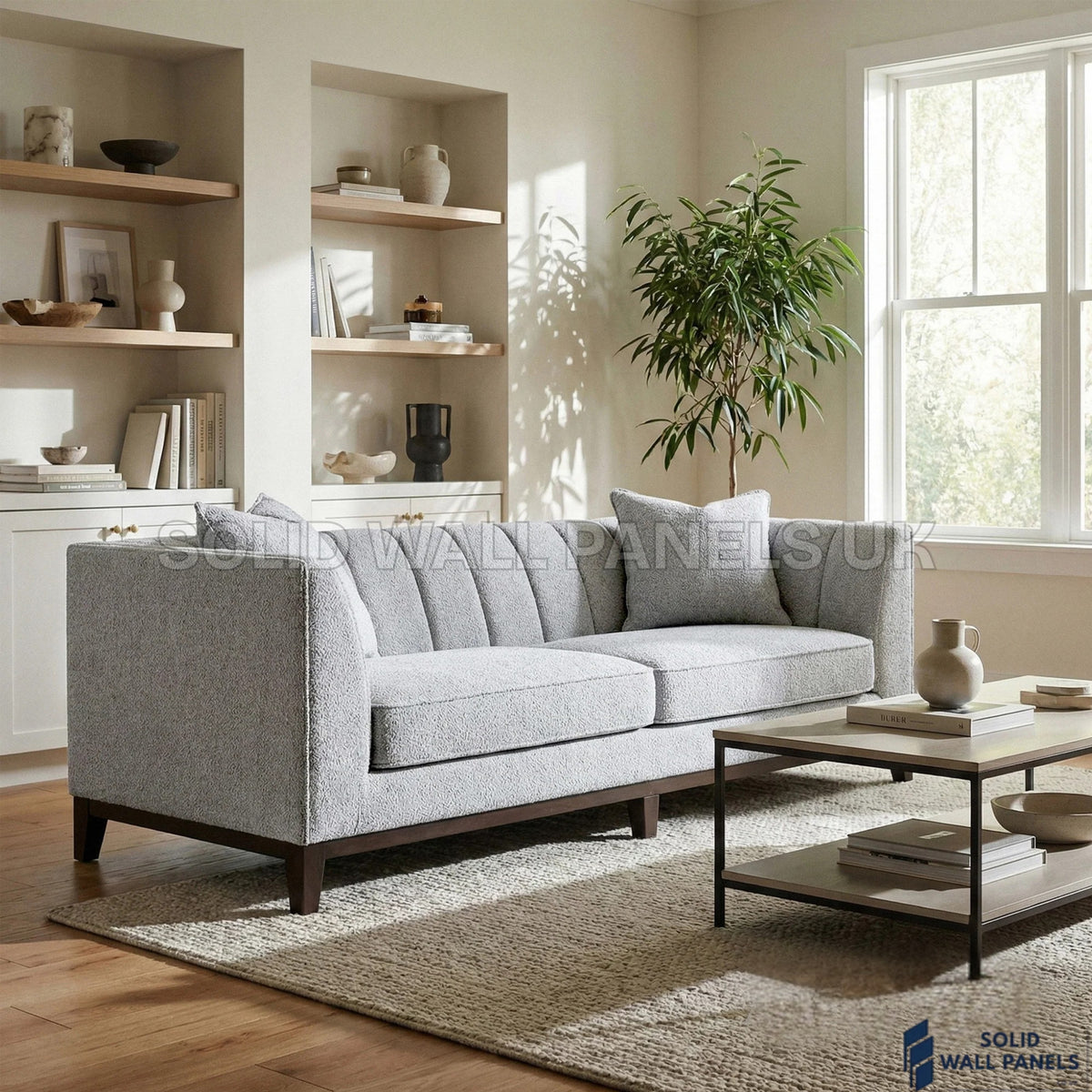 Cooper Bouclé 3 Seater Sofa – Dolphin Grey | Mid Century Modern Design