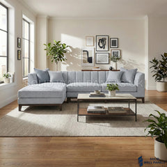 Cooper Bouclé Left Hand Facing Corner Sofa – Dolphin Grey | LHF Mid Century Modern Design
