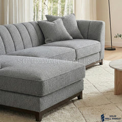 Cooper Bouclé Left Hand Facing Corner Sofa – Dolphin Grey | LHF Mid Century Modern Design