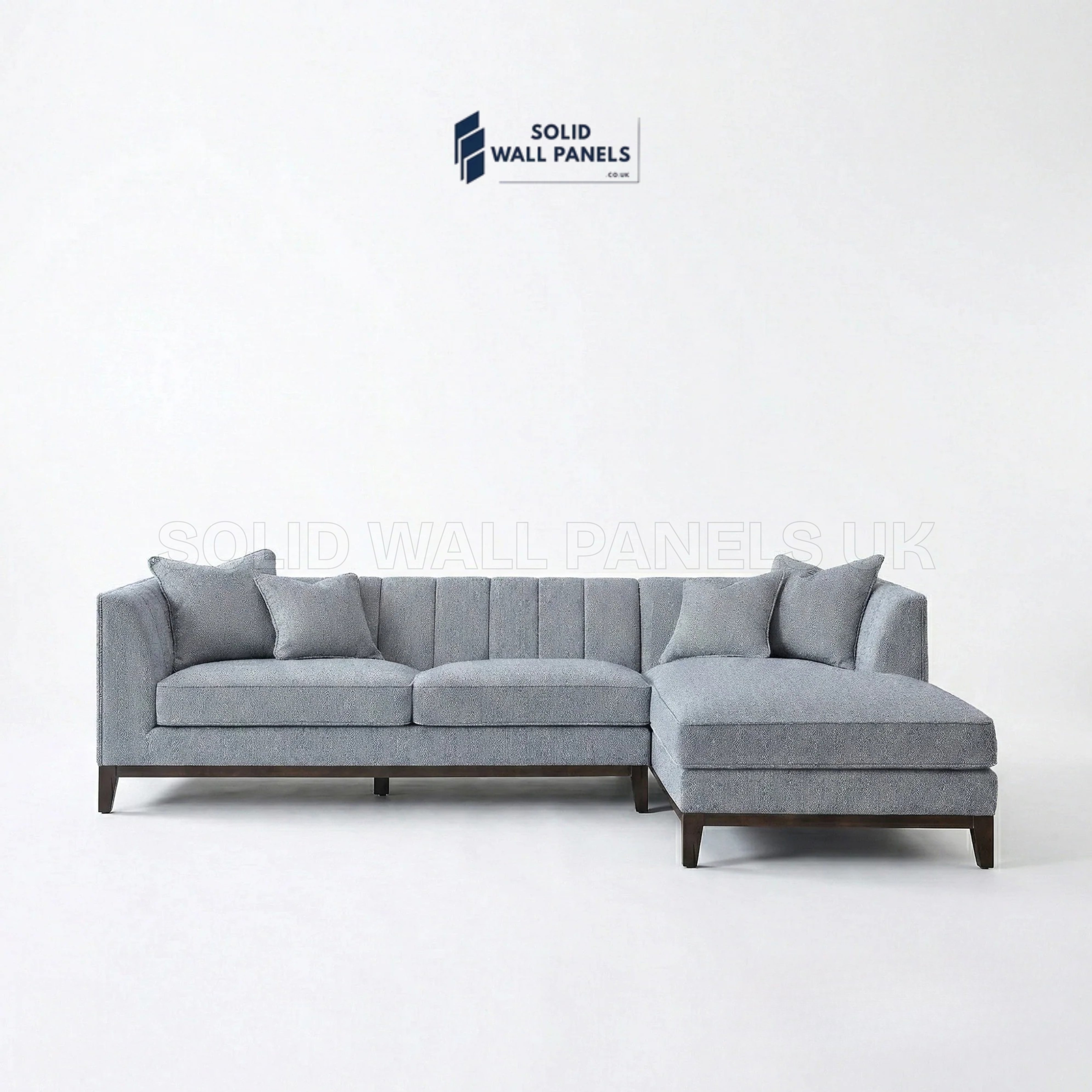 Cooper Bouclé Right Hand Facing Corner Sofa – Dolphin Grey | Mid Century Modern Design