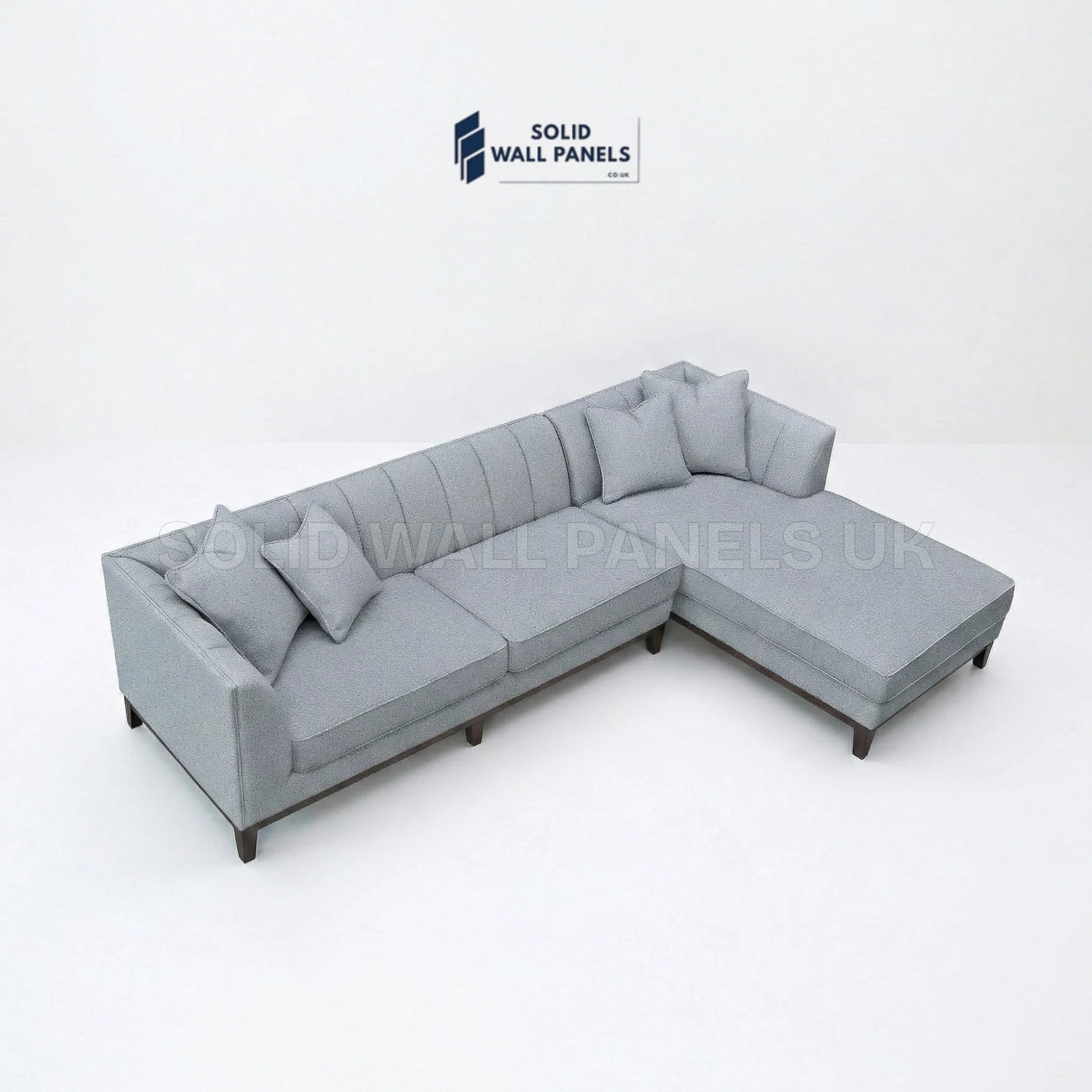 Cooper Bouclé Right Hand Facing Corner Sofa – Dolphin Grey | Mid Century Modern Design
