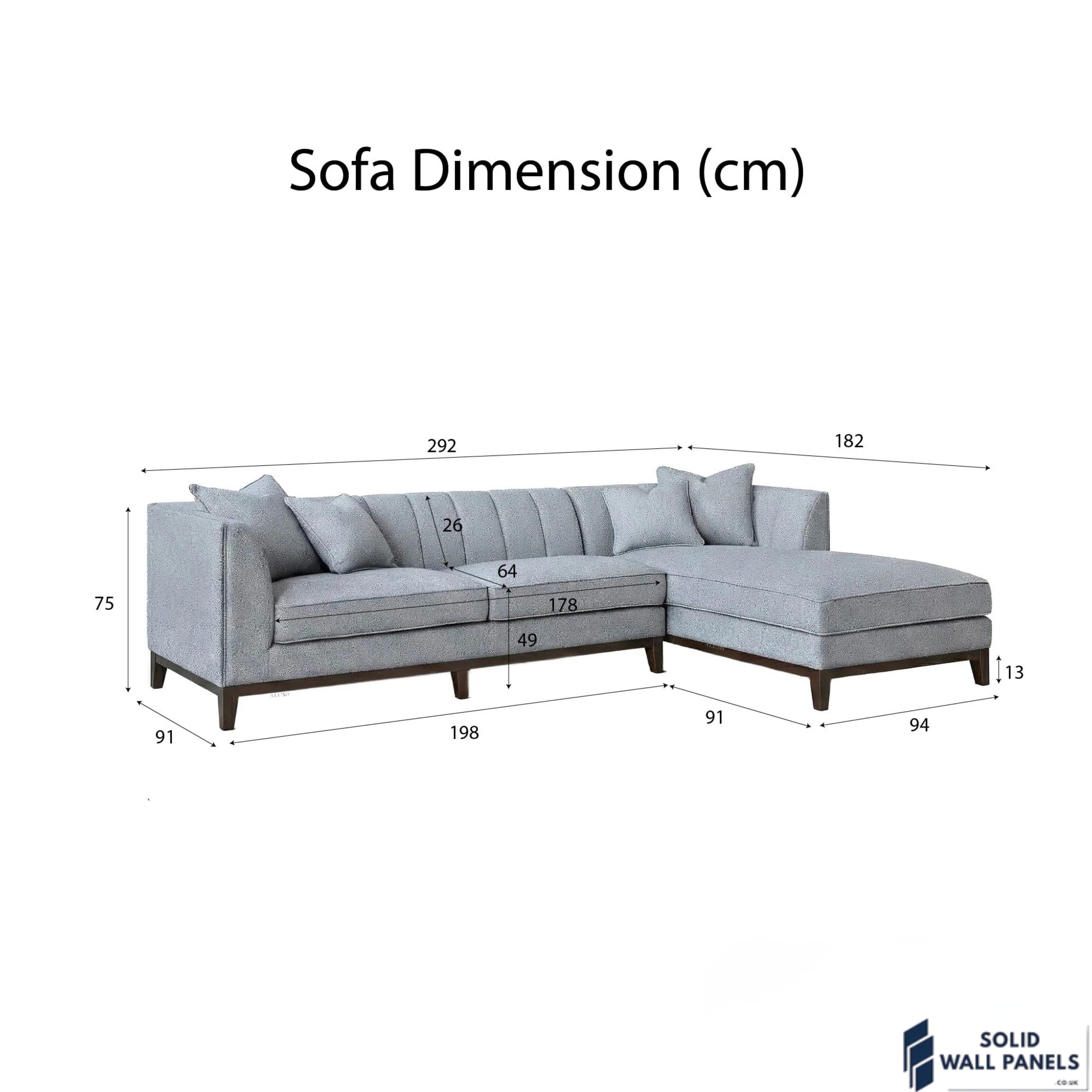 Cooper Bouclé Right Hand Facing Corner Sofa – Dolphin Grey | Mid Century Modern Design