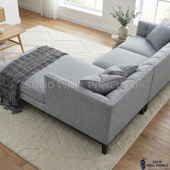 Cooper Bouclé Right Hand Facing Corner Sofa – Dolphin Grey | Mid Century Modern Design