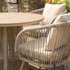 Cove 4 Seater Outdoor Garden Dining Set – Natural Grey Rope Weave & Round Dining Table