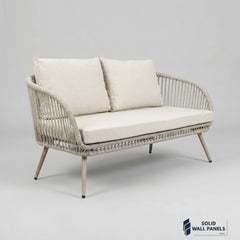 Cove 4 Seater Outdoor Garden Lounge Set – Natural Grey Rope Weave & Round Coffee Table
