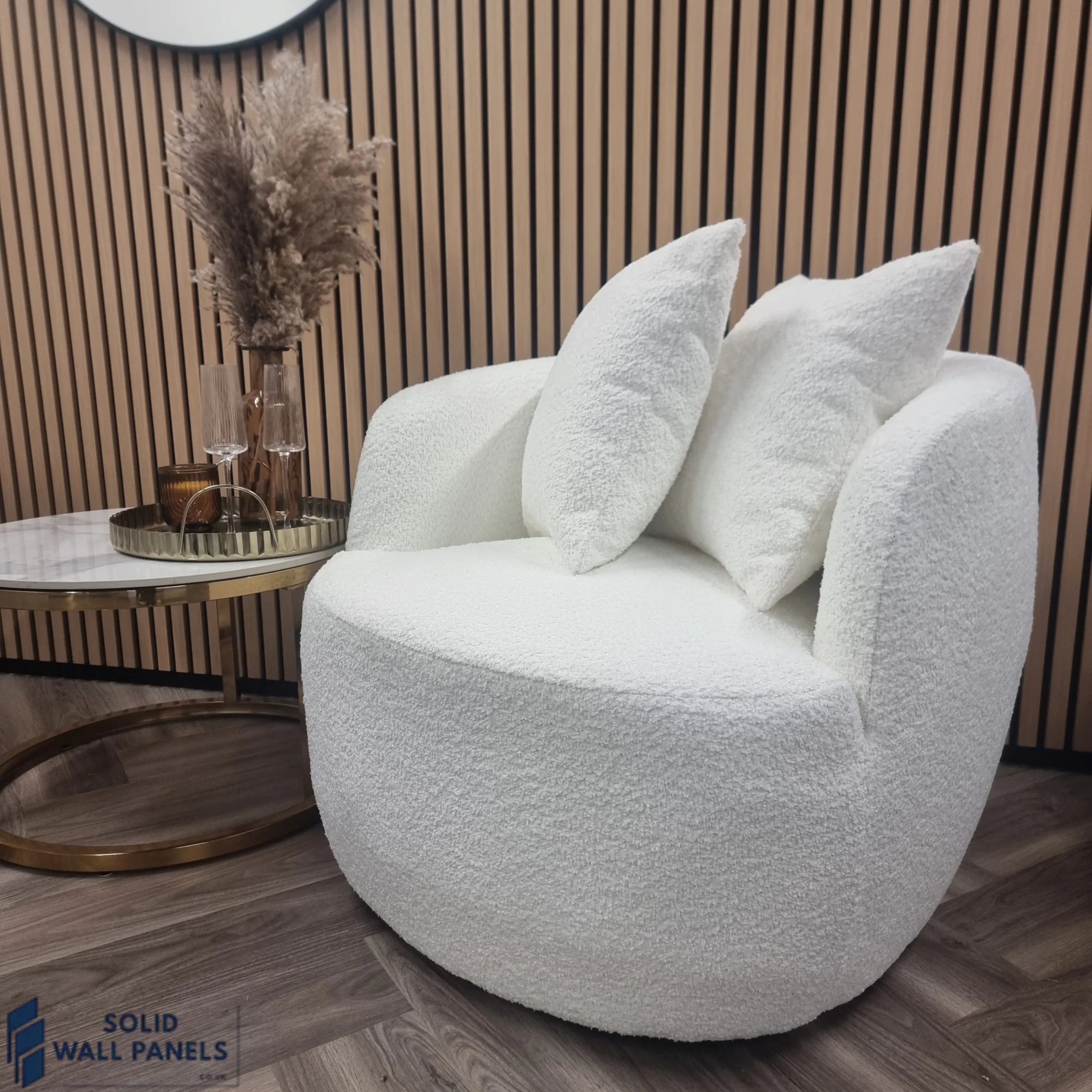 Cuddle Accent Chair – Soft Boucle Fabric | Organic Curves & Bold Design