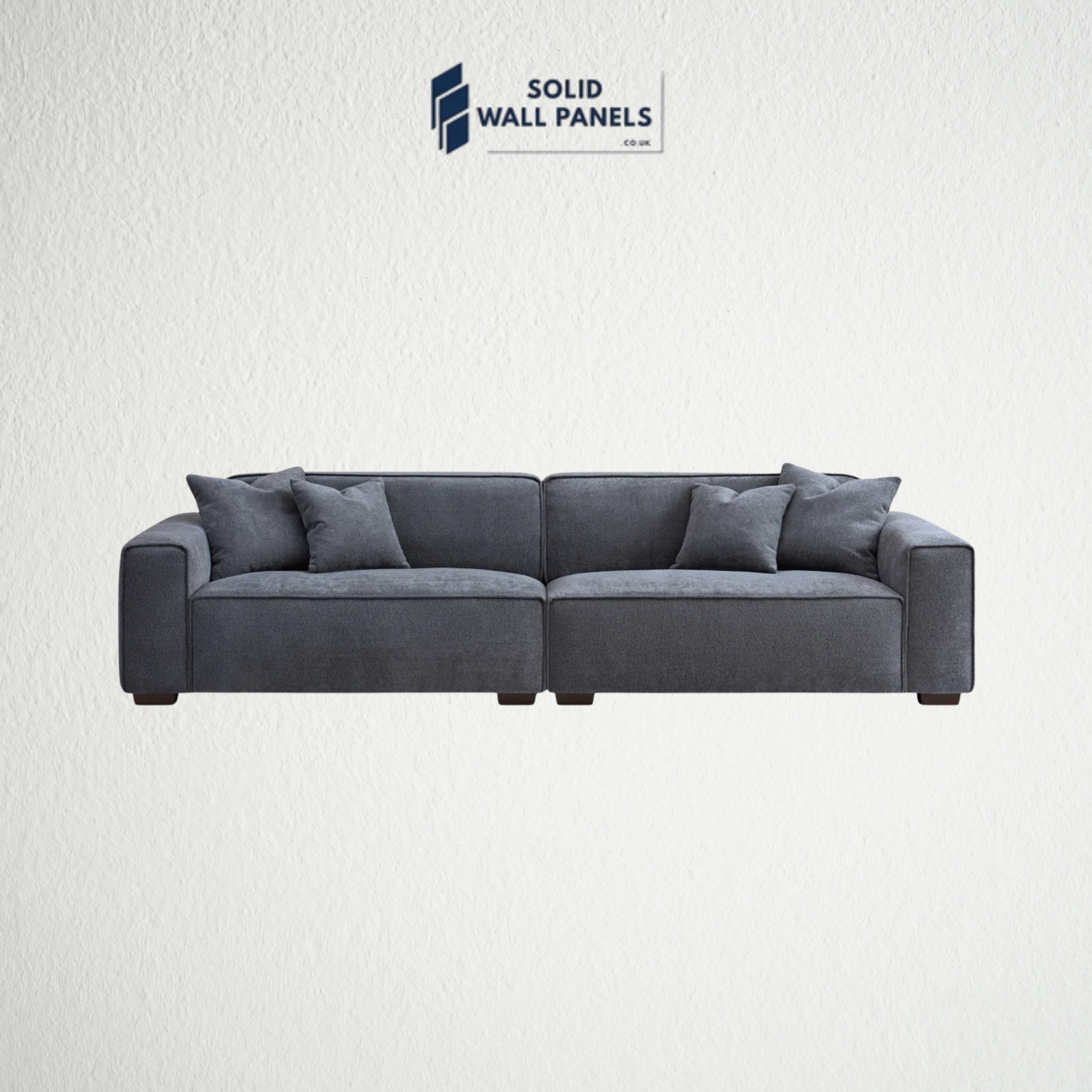 Dakota Sofa Range – Charcoal Boucle Fabric | 3 Seater, Chair & Footstool | Luxury Modern Design