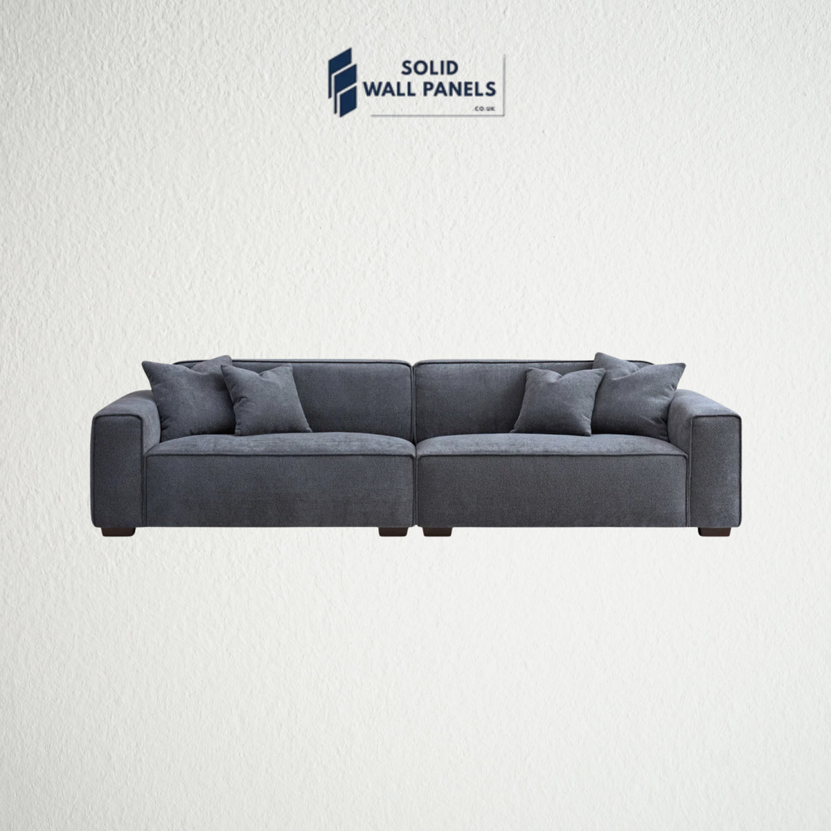 Dakota Sofa Range – Charcoal Boucle Fabric | 3 Seater, Chair & Footstool | Luxury Modern Design