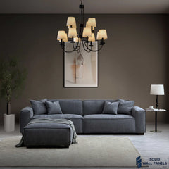 Dakota Sofa Range – Charcoal Boucle Fabric | 3 Seater, Chair & Footstool | Luxury Modern Design