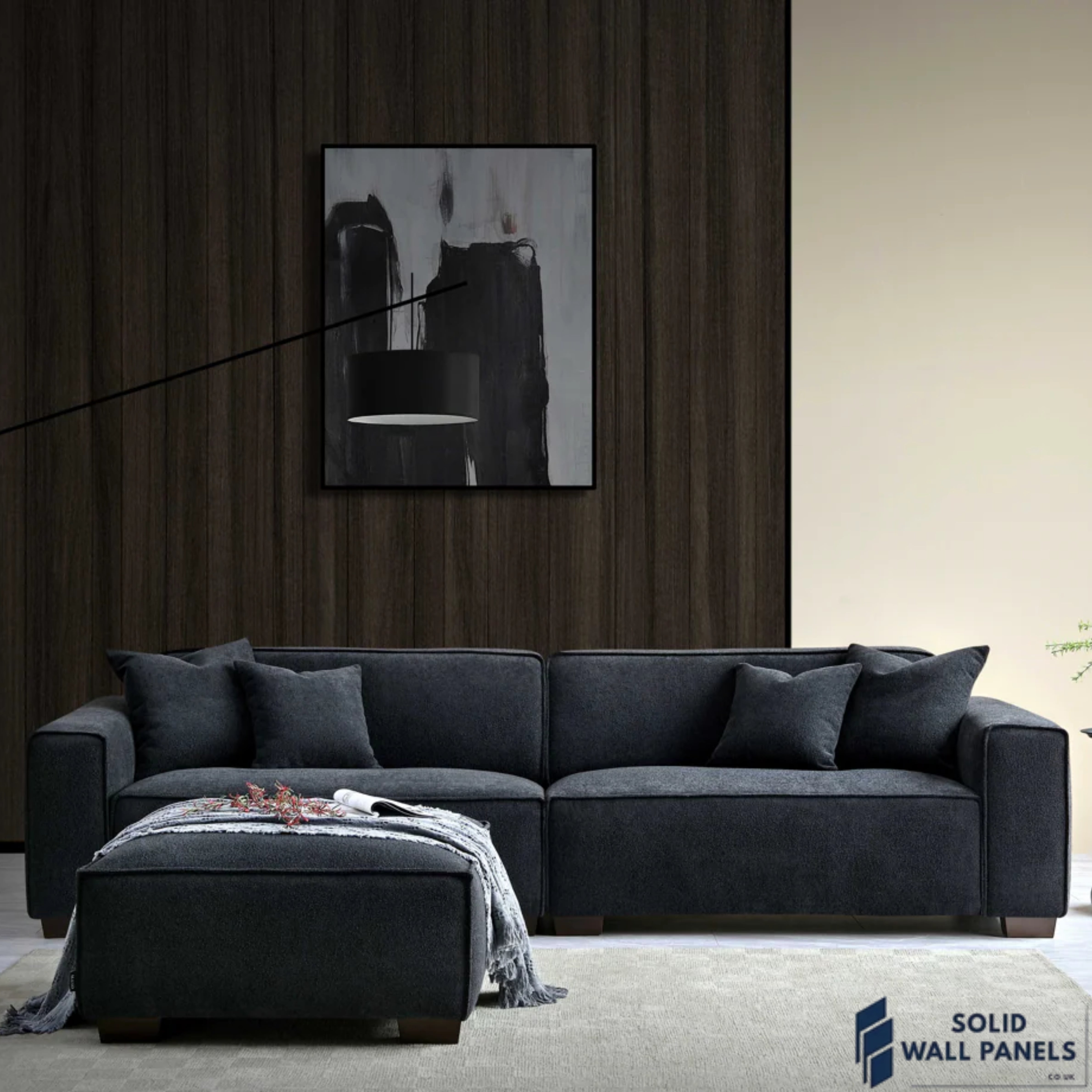 Dakota Sofa Range – Midnight Boucle Fabric | 3 Seater, Chair & Footstool Options | Luxury Modern Design