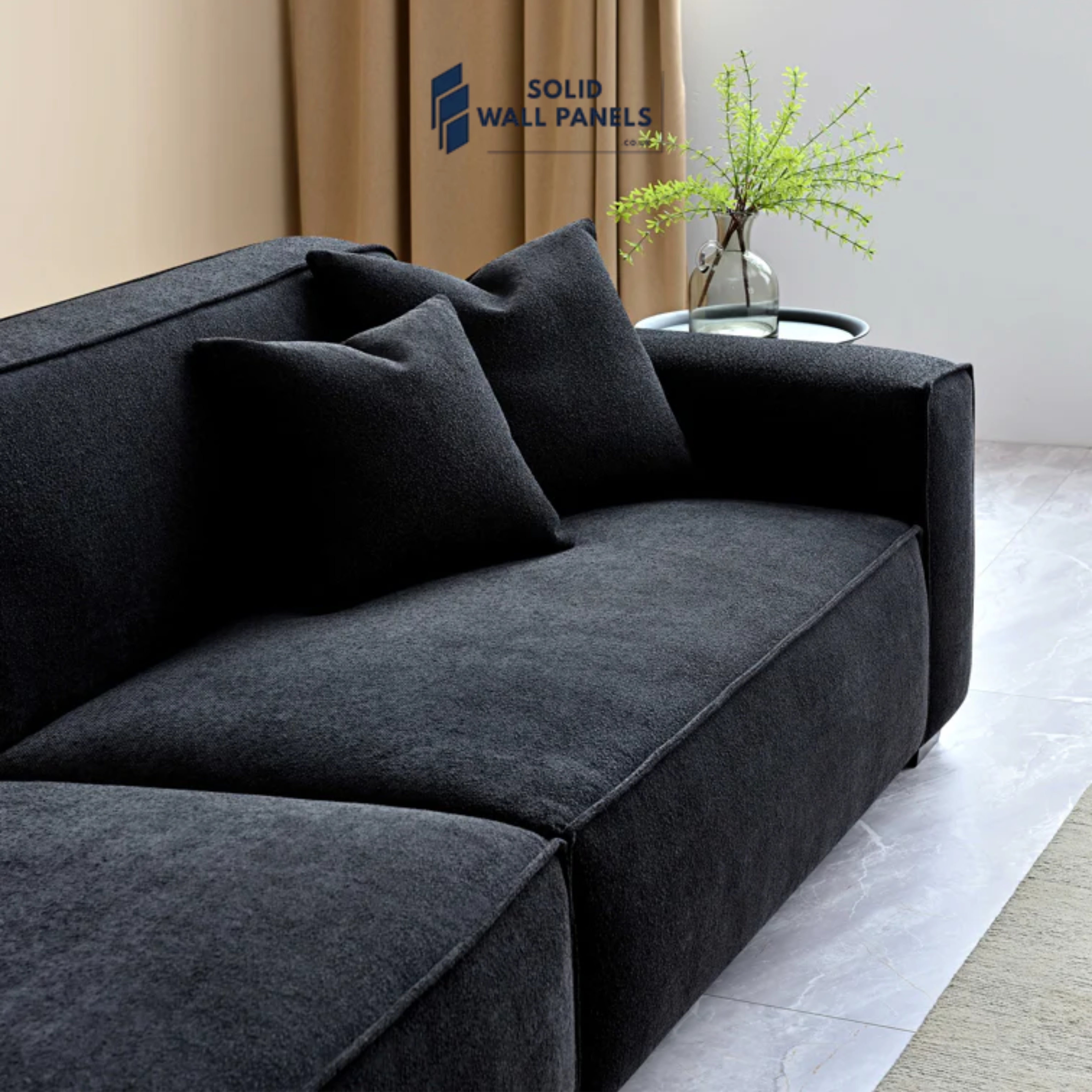 Dakota Sofa Range – Midnight Boucle Fabric | 3 Seater, Chair & Footstool Options | Luxury Modern Design