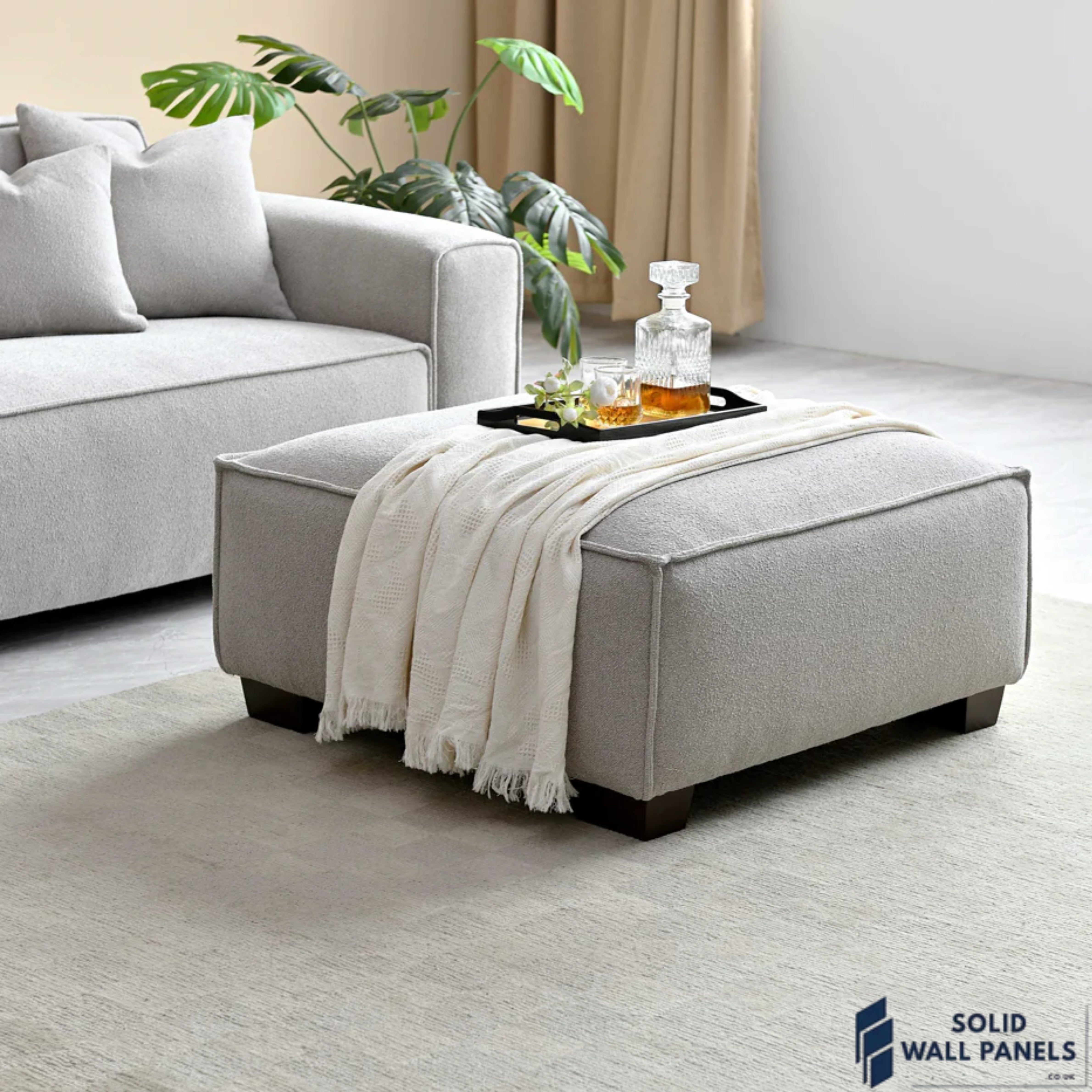 Dakota Sofa Range – Pebble Boucle Fabric | 3 Seater, Chair & Footstool Options | Luxury Modern Design