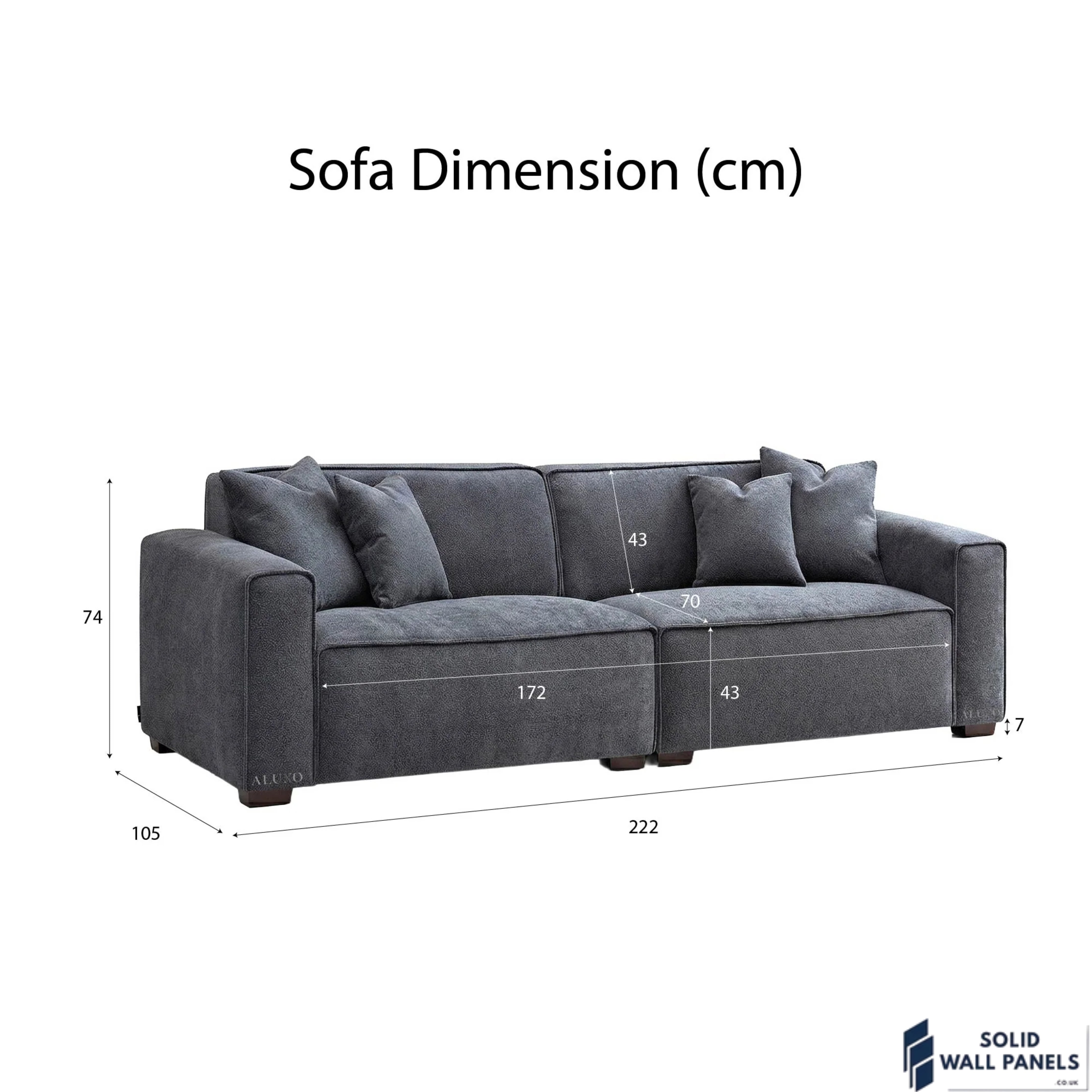 Dakota Sofa Range – Charcoal Grey Bouclé Fabric | 4 Seater, 3 Seater, Armchair & Footstool Options
