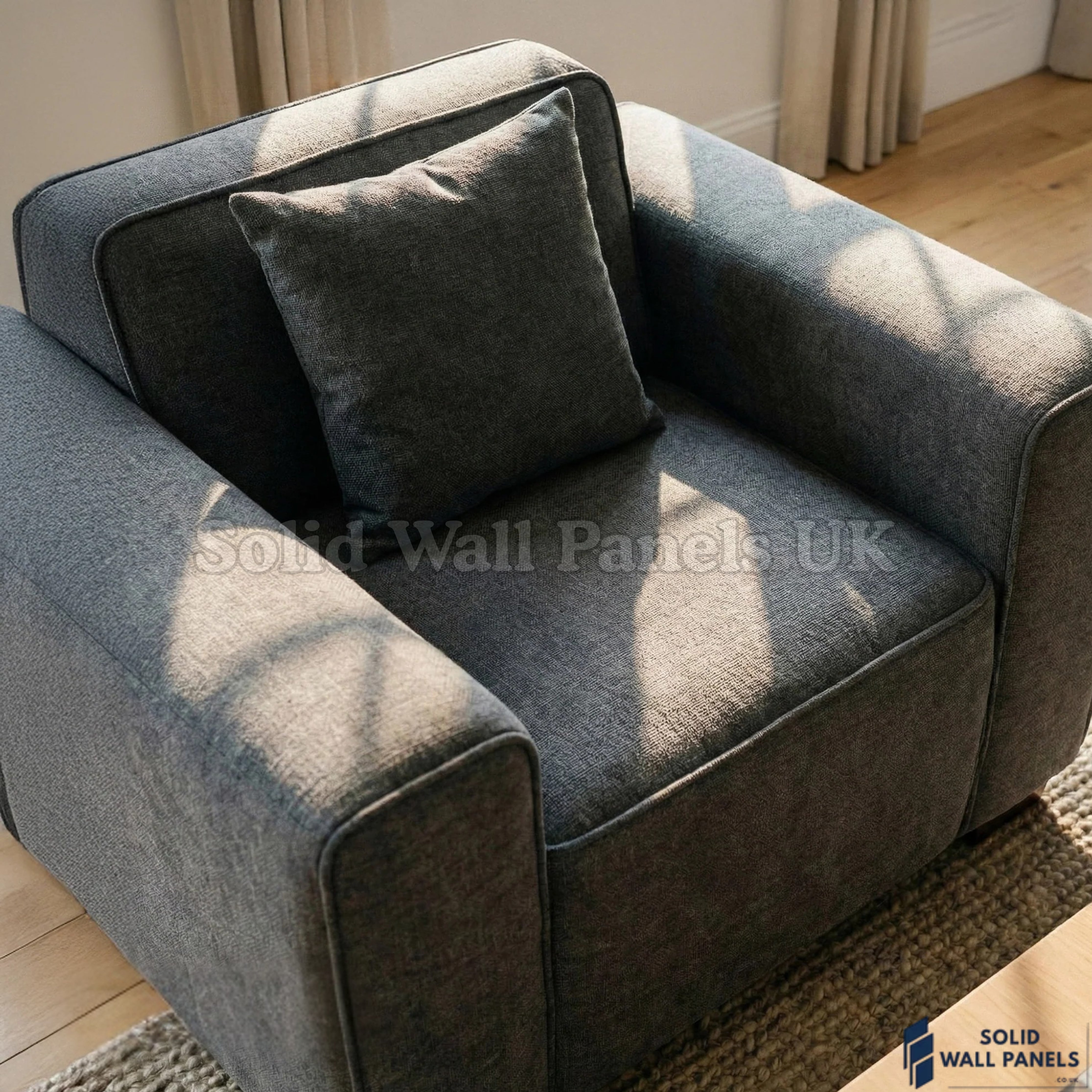 Dakota Sofa Range – Charcoal Grey Bouclé Fabric | 4 Seater, 3 Seater, Armchair & Footstool Options