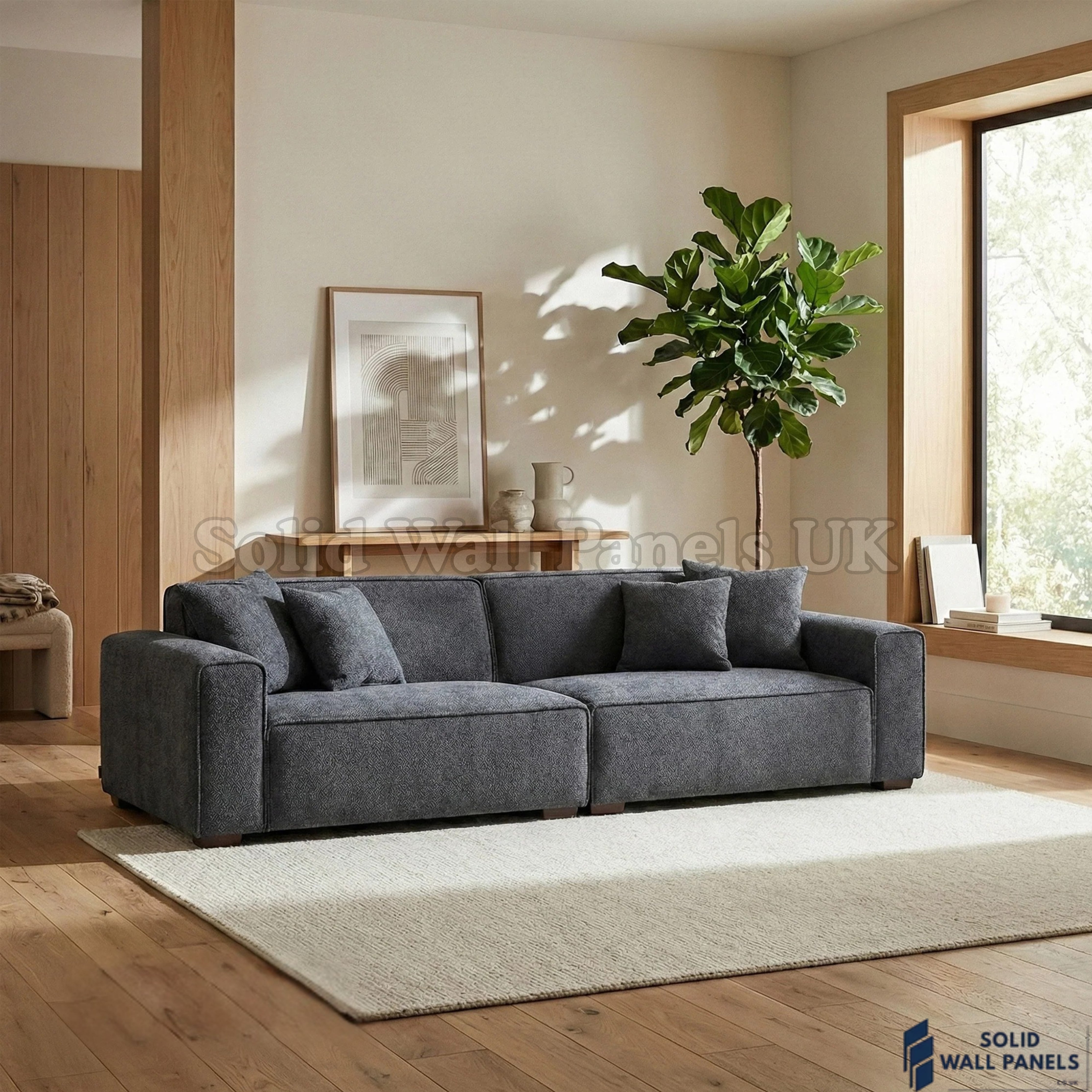 Dakota Sofa Range – Charcoal Grey Bouclé Fabric | 4 Seater, 3 Seater, Armchair & Footstool Options