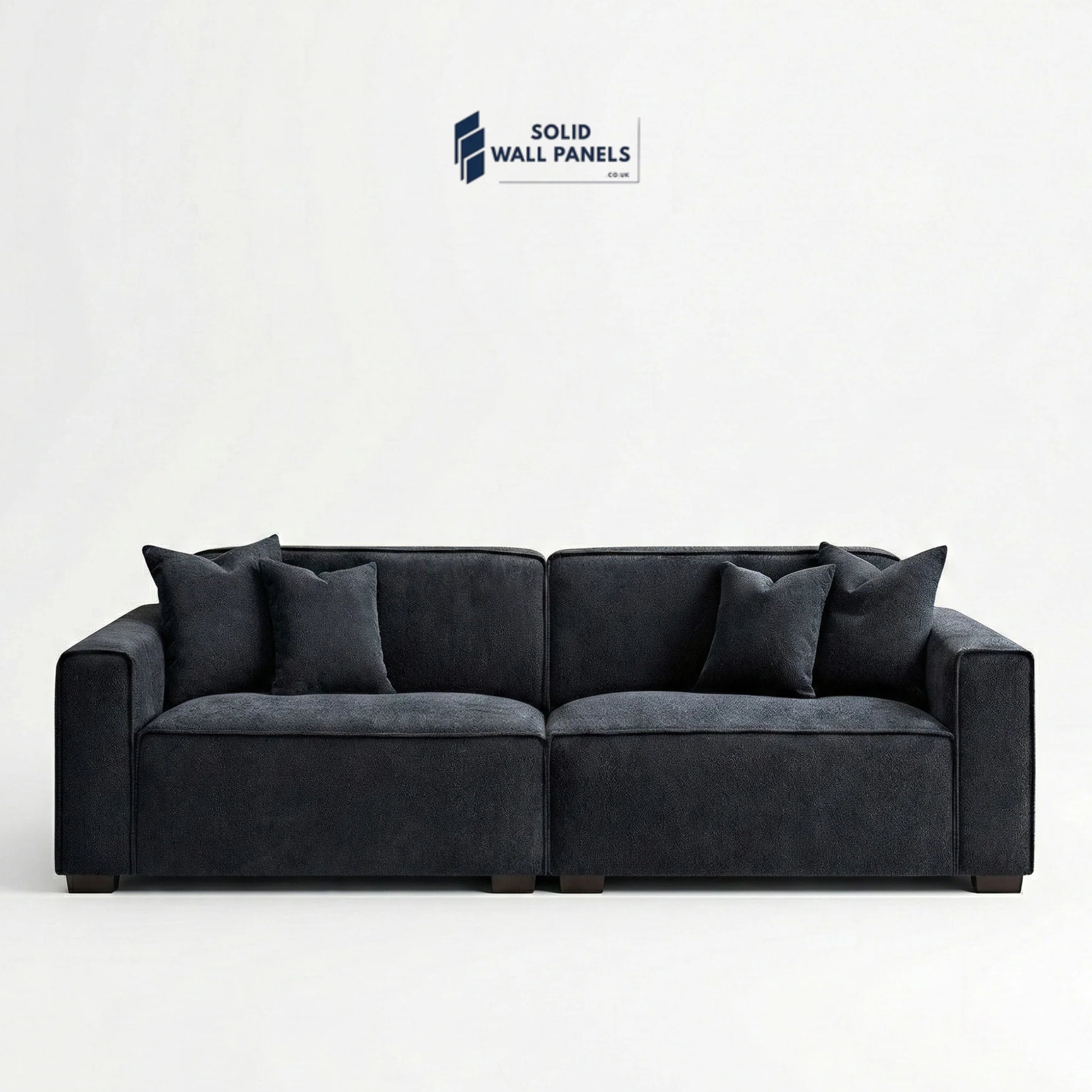 Dakota Sofa Range – Midnight Black Bouclé Fabric | 4 Seater, 3 Seater, Armchair & Footstool Options