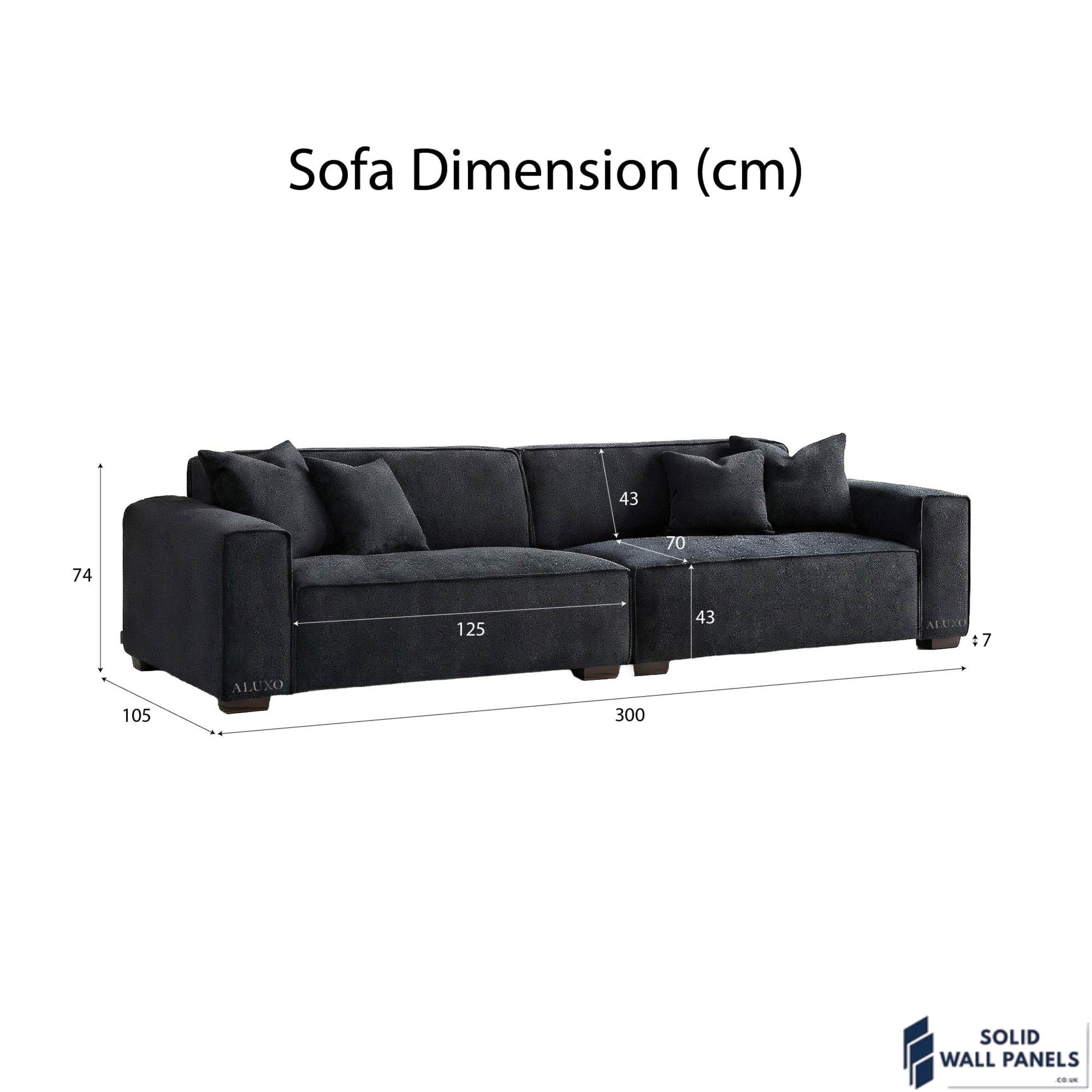 Dakota Sofa Range – Midnight Black Bouclé Fabric | 4 Seater, 3 Seater, Armchair & Footstool Options