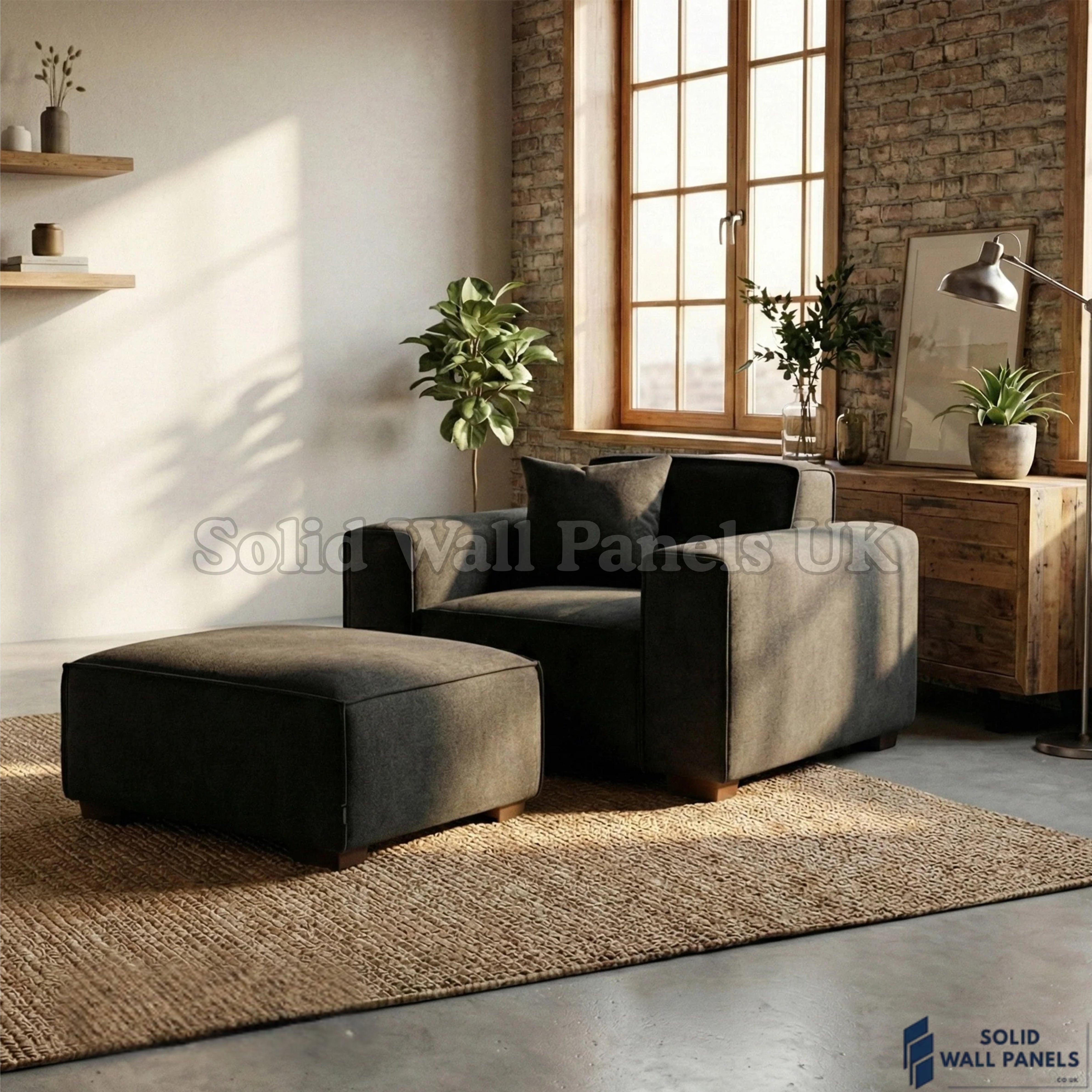 Dakota Sofa Range – Midnight Black Bouclé Fabric | 4 Seater, 3 Seater, Armchair & Footstool Options