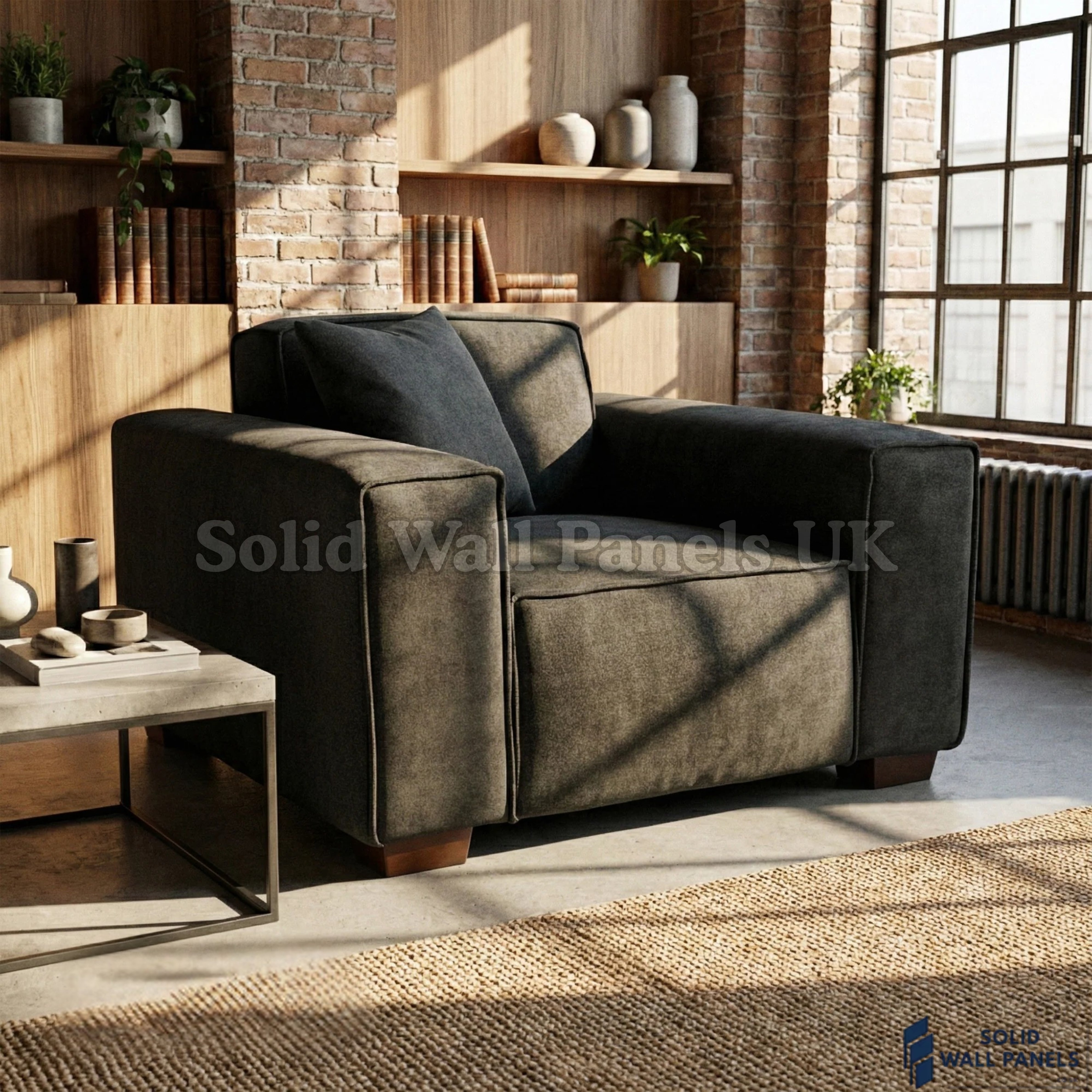 Dakota Sofa Range – Midnight Black Bouclé Fabric | 4 Seater, 3 Seater, Armchair & Footstool Options