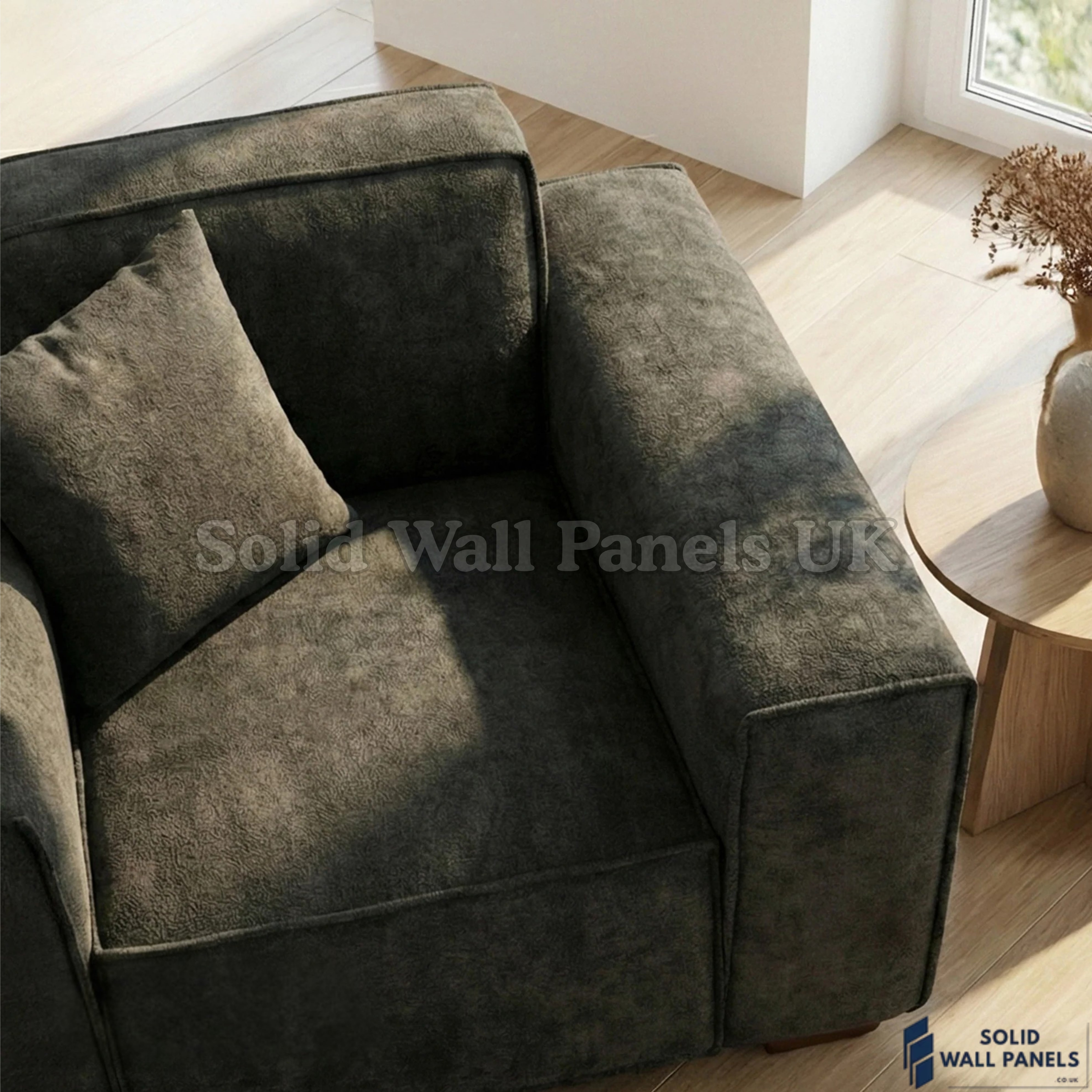 Dakota Sofa Range – Midnight Black Bouclé Fabric | 4 Seater, 3 Seater, Armchair & Footstool Options