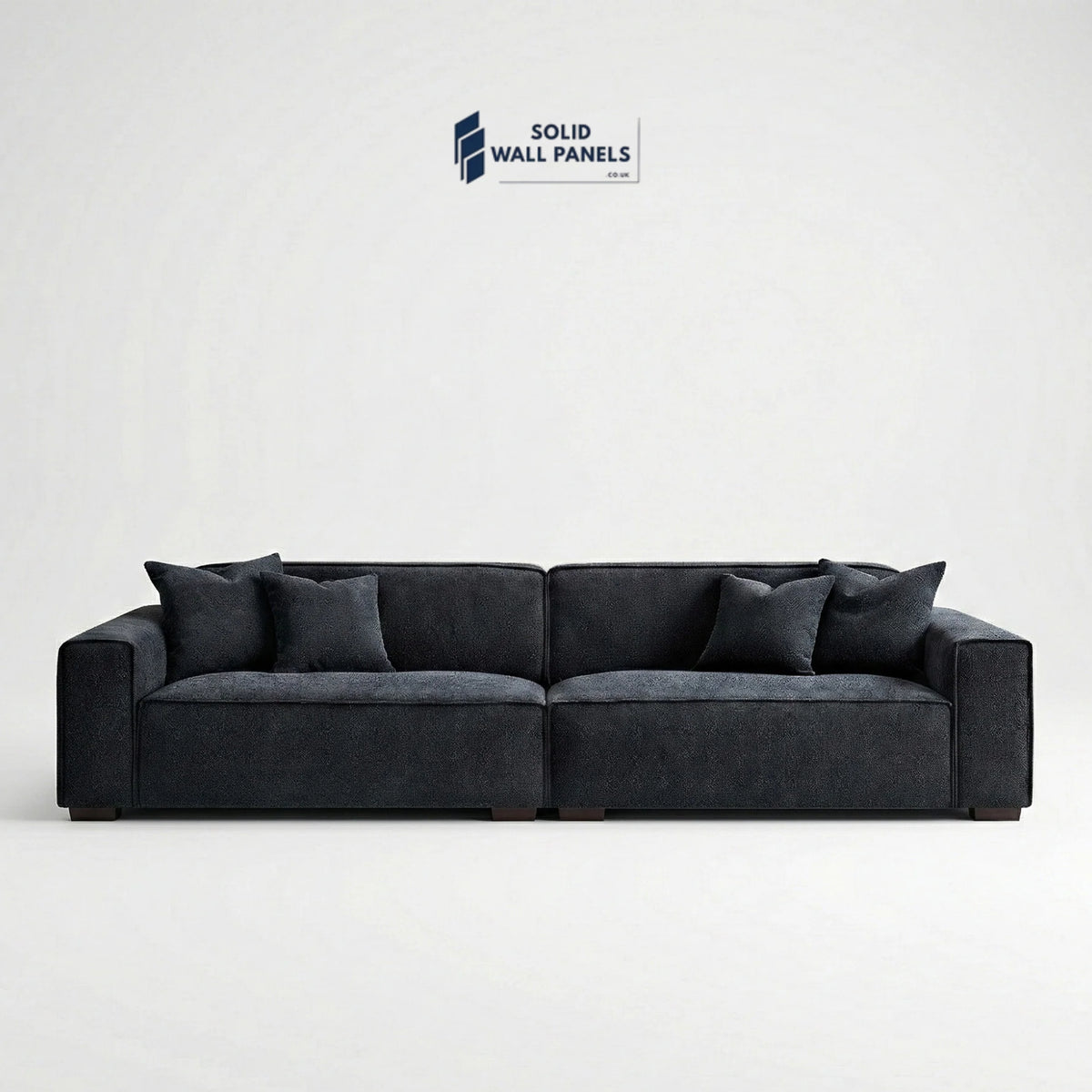 Dakota Sofa Range – Midnight Black Bouclé Fabric | 4 Seater, 3 Seater, Armchair & Footstool Options