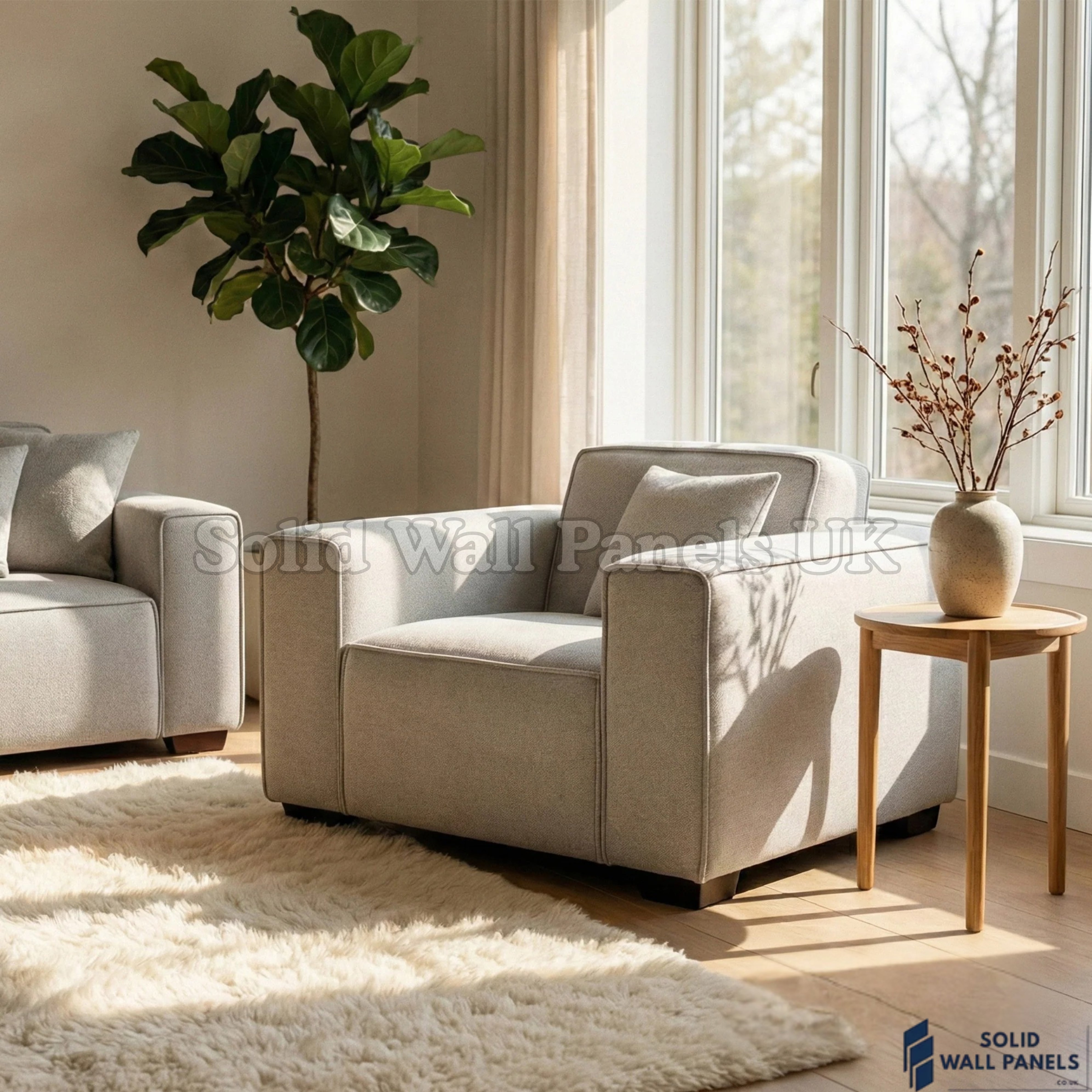 Dakota Sofa Range – Pebble Grey Bouclé Fabric | 4 Seater, 3 Seater, Armchair & Footstool Options
